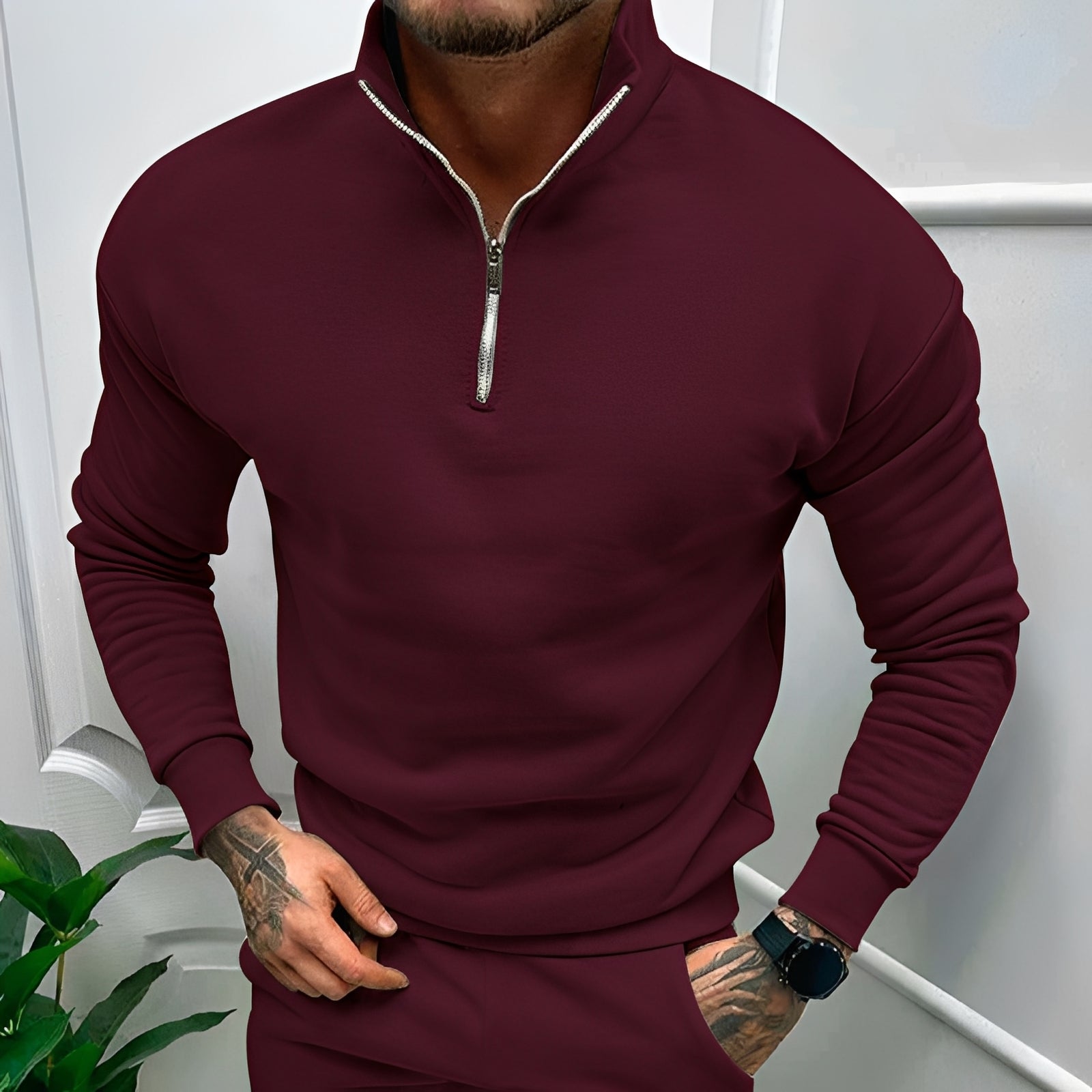 Robbie - Herren-Casualpullover mit halbem Reißverschluss