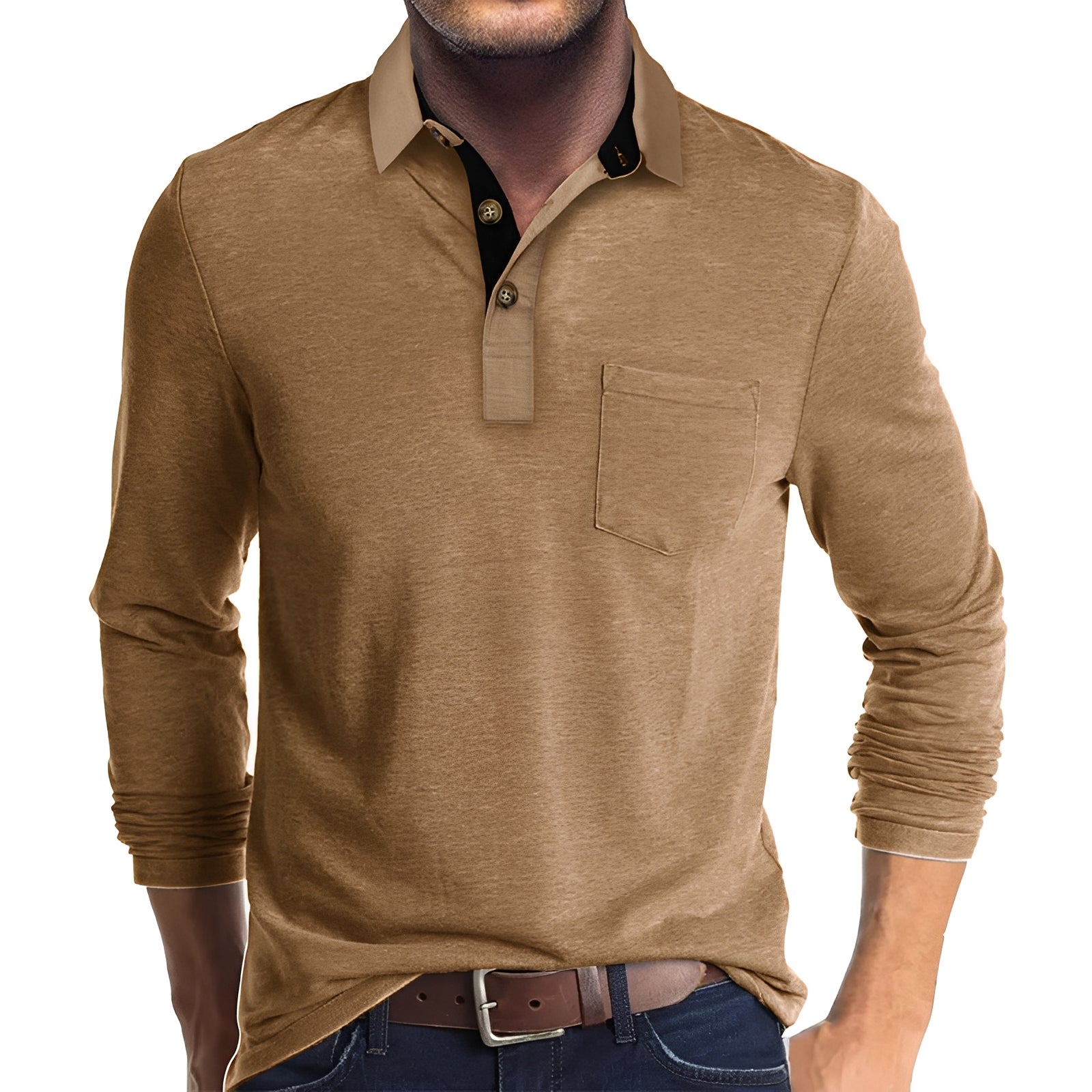 Marty - Locker geschnittenes Langarm-Poloshirt für Herren