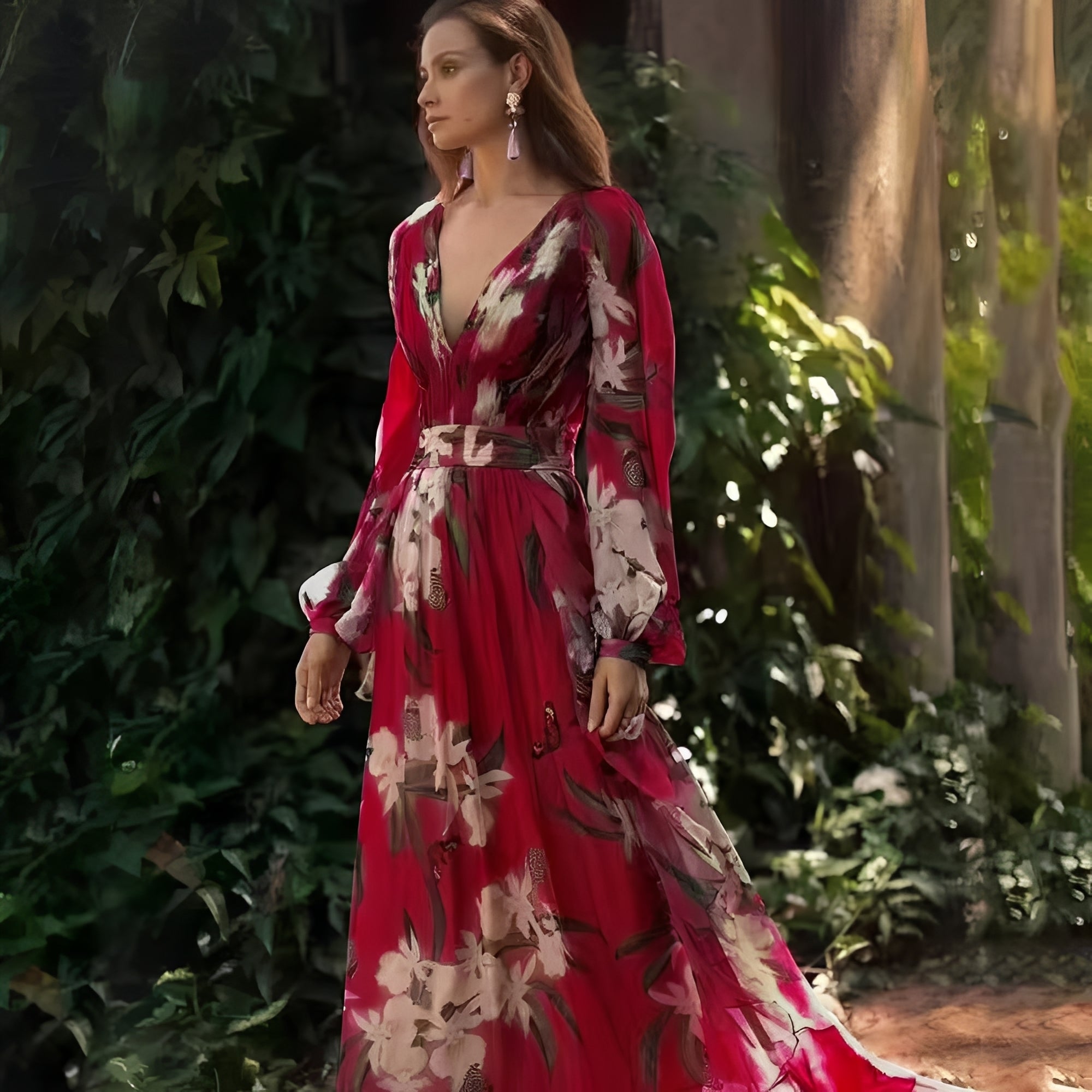 Becca - Elegantes Chiffonkleid mit Blumenmotiv für Damen