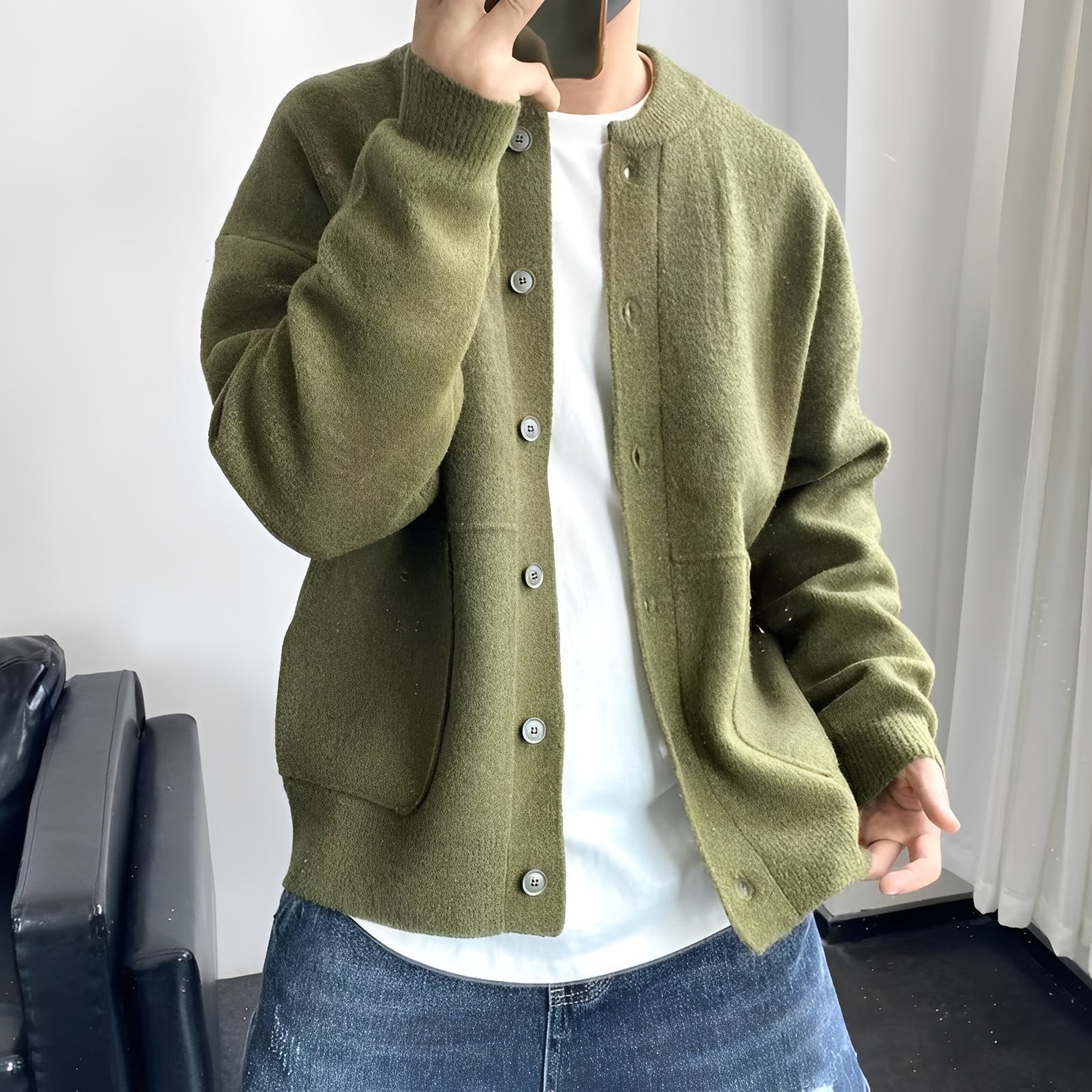 Josh - Moderne, locker geschnittene Herren-Wolljacke