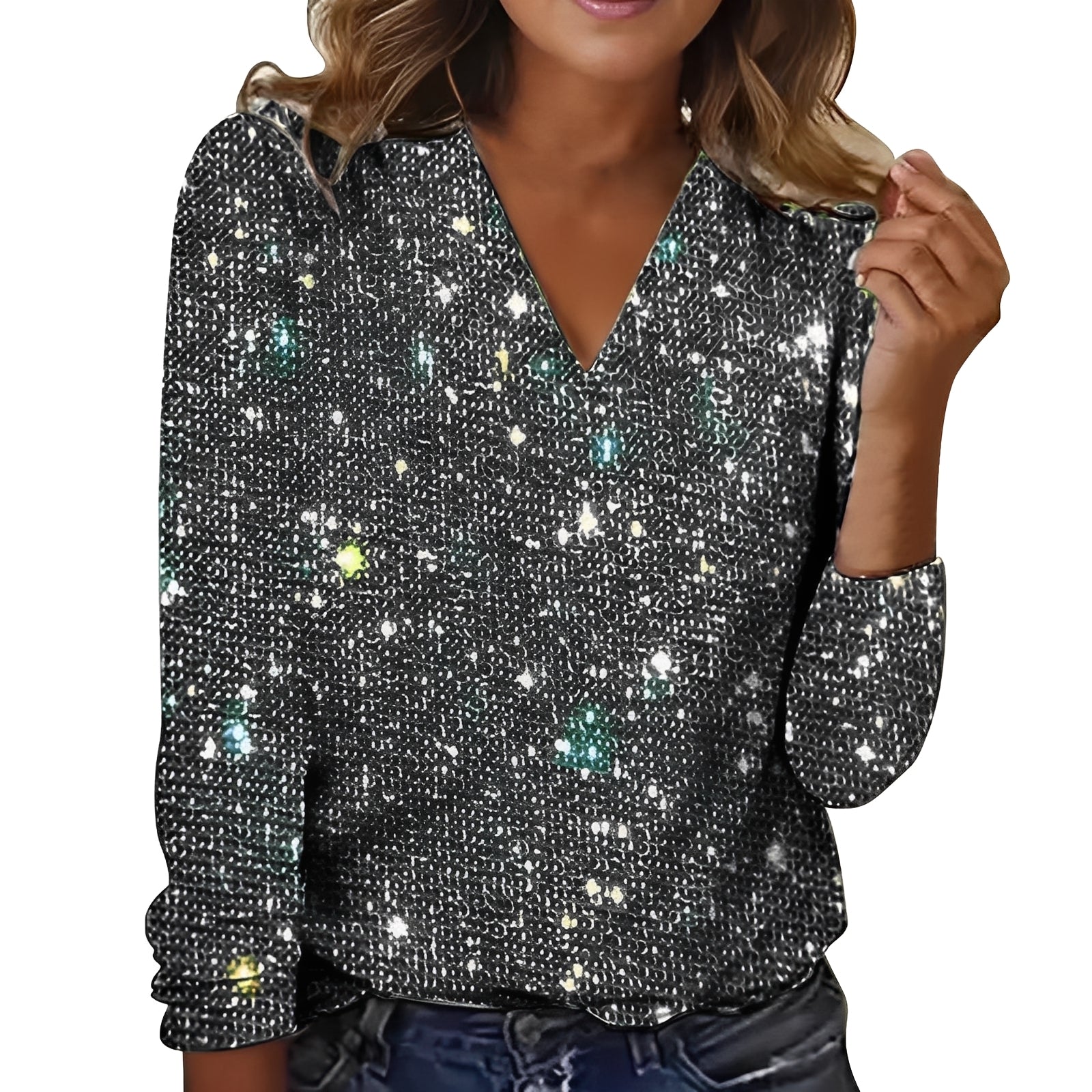 Caroline - Elegante, glitzernde Damenbluse