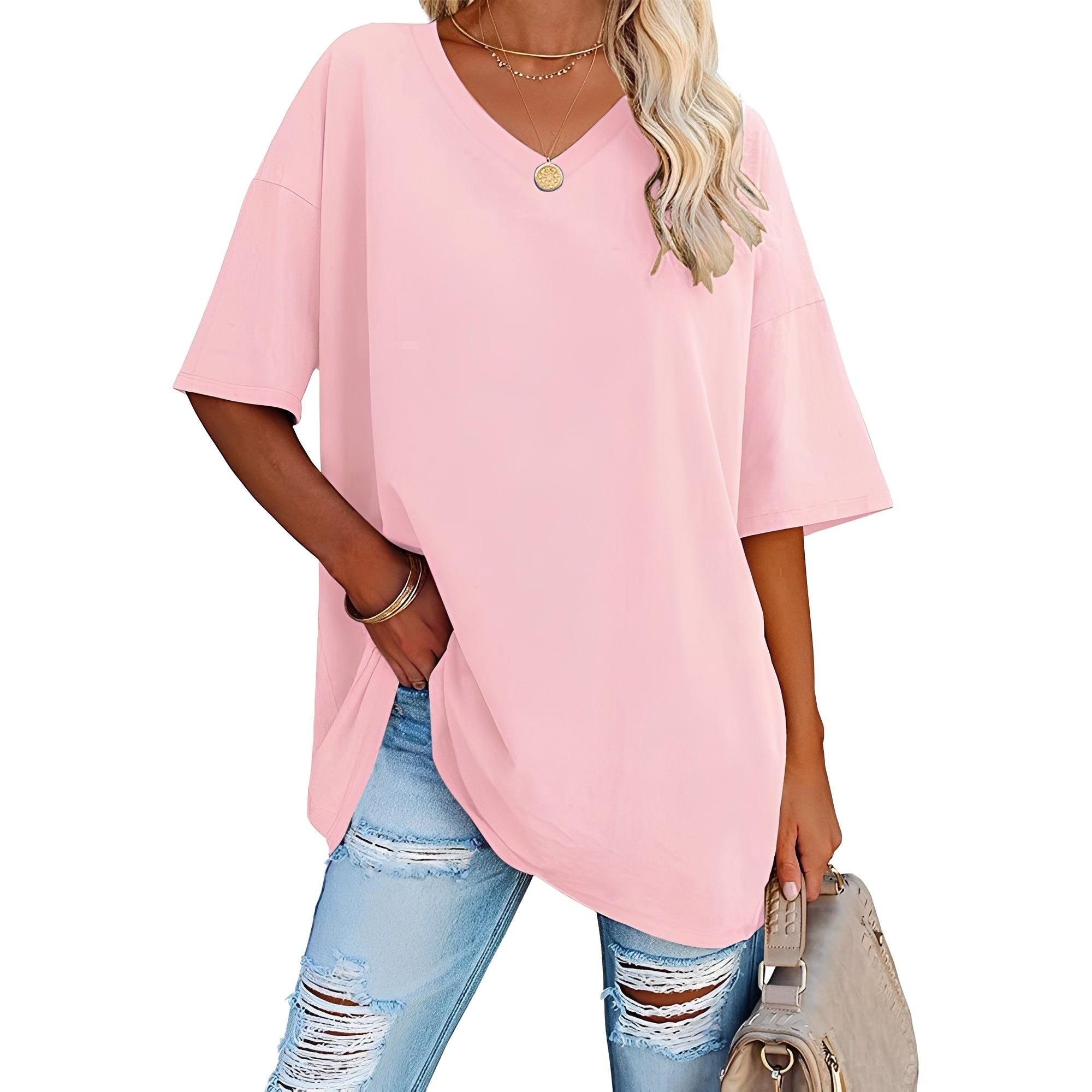Caroline - Damen-Shirt mit lockerem Schnitt und V-Ausschnitt