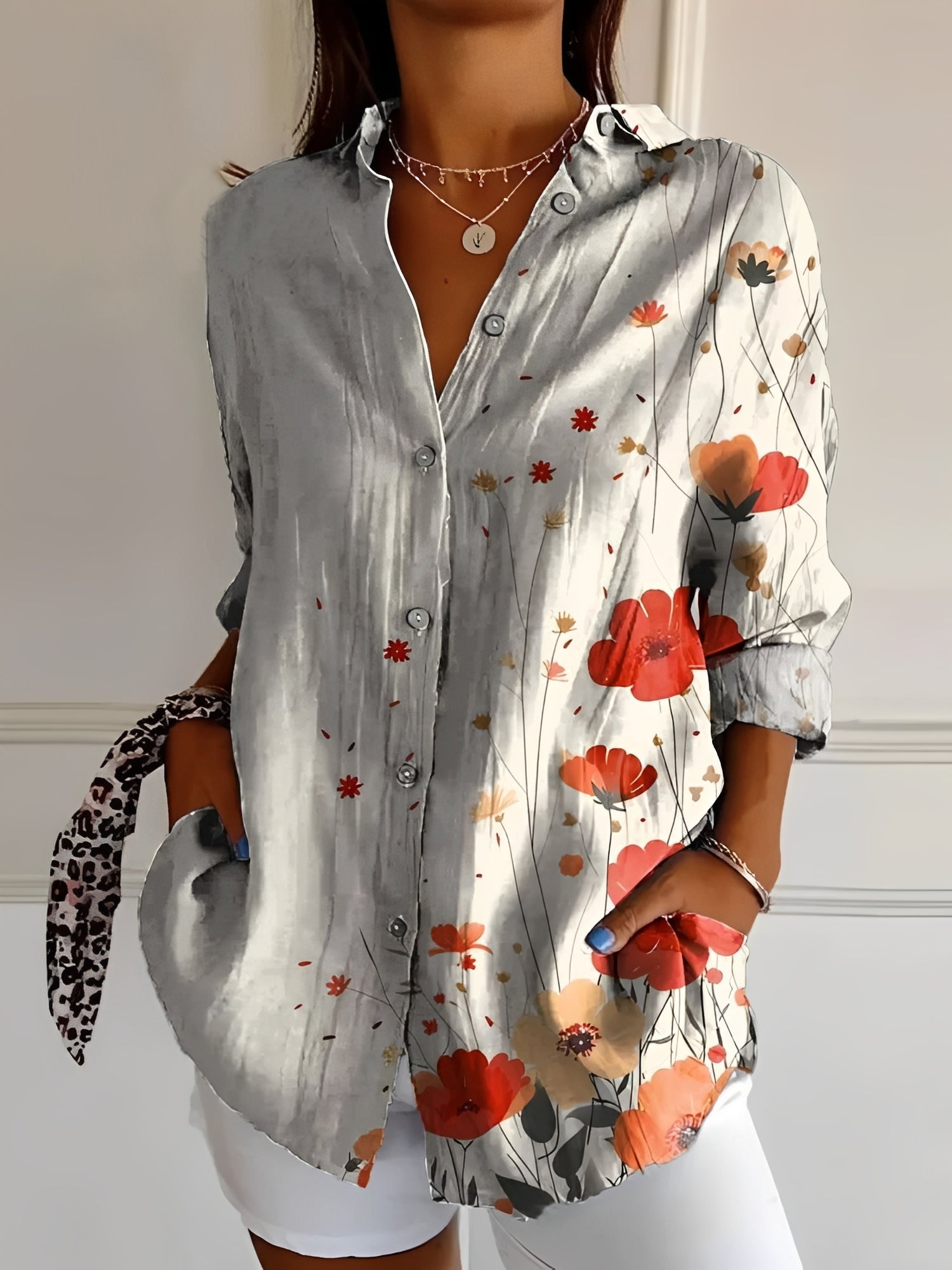 Melissa - Elegante Damenbluse mit Blumenmuster