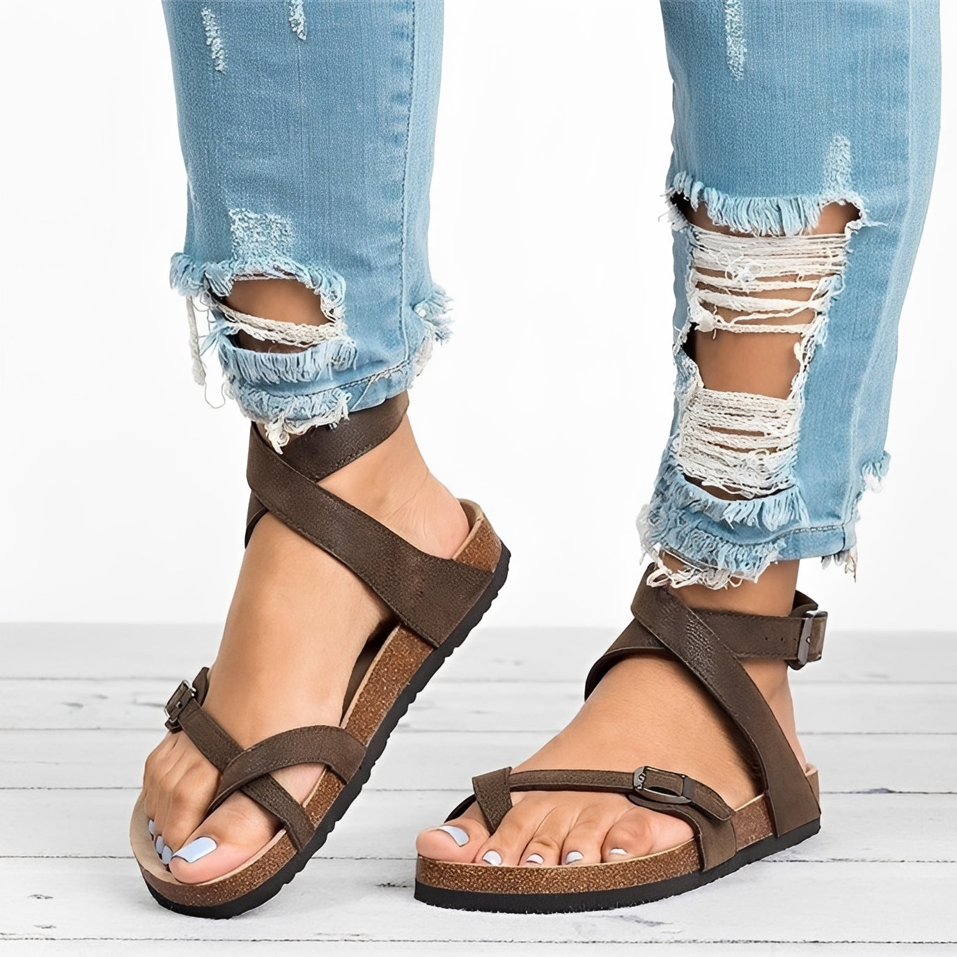 Lyvia - Bequeme römische flache Sandalen für Damen