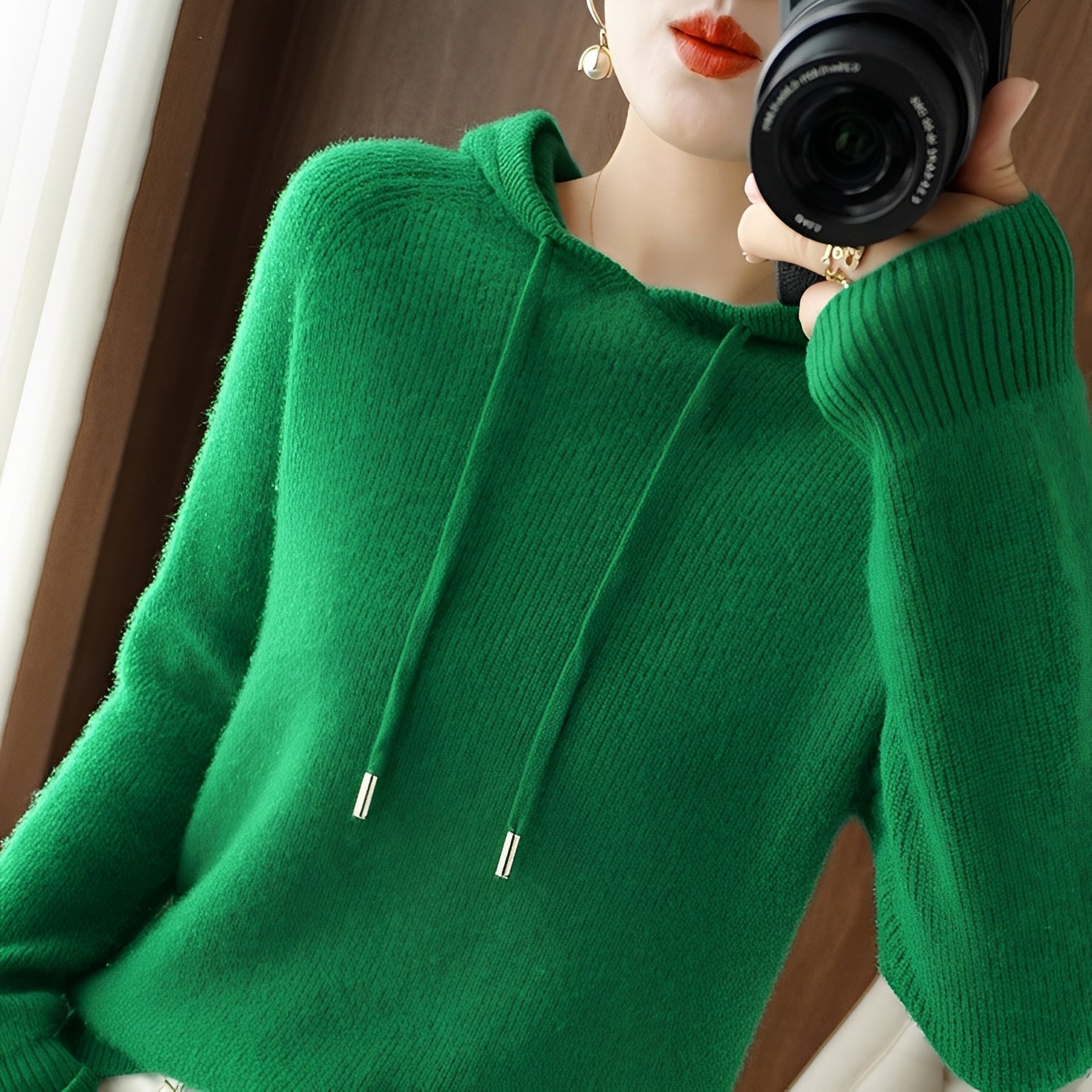 Bonnie - Schicker Wollstrick-Hoodie für Damen