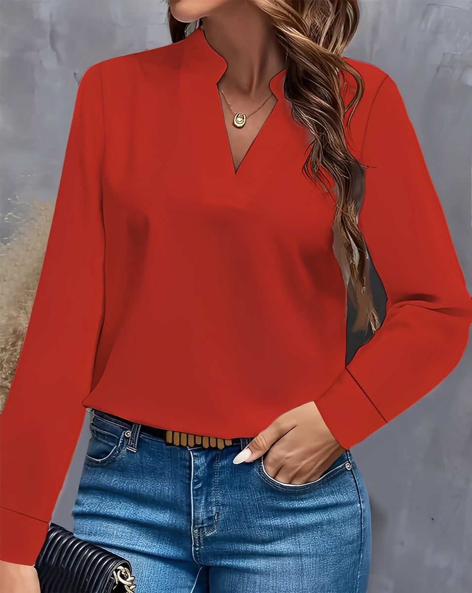 Shania - Stilvolle, locker geschnittene Bluse mit V-Ausschnitt für Damen