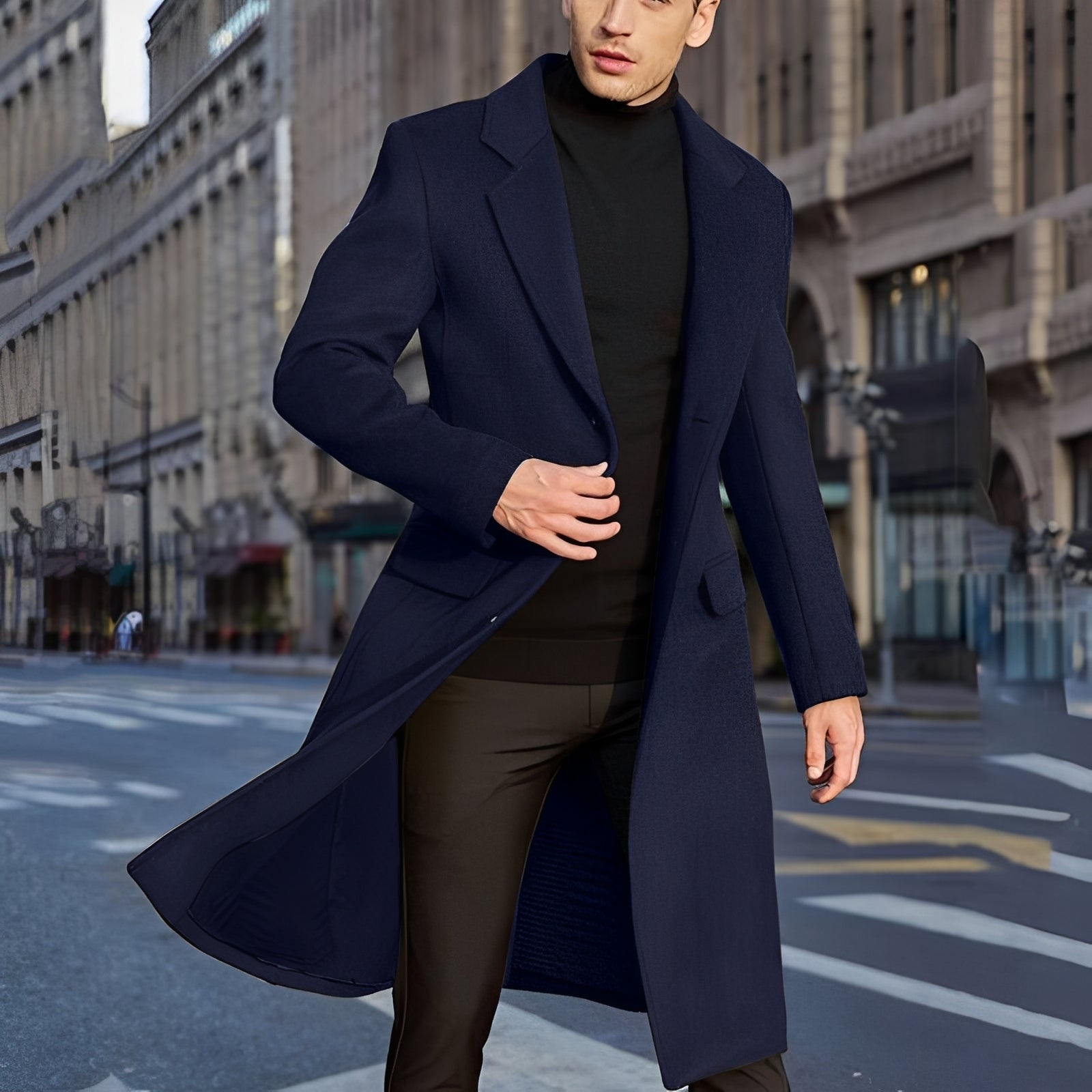 Nicholas - Stilvoller langer Woll-Trenchcoat für Herren