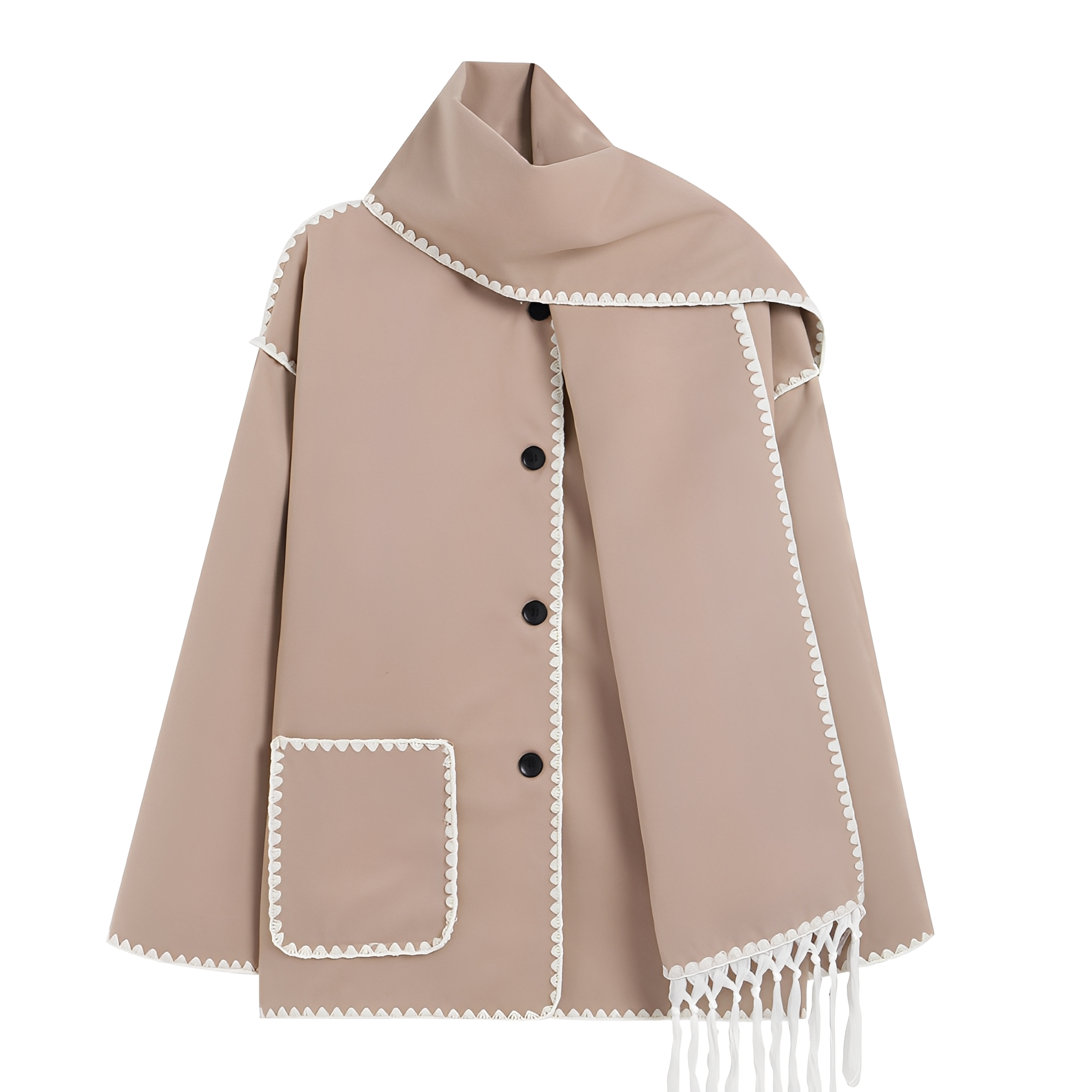Amilia - Damen-Wolljacke, elegant und lässig geschnitten, mit Schal