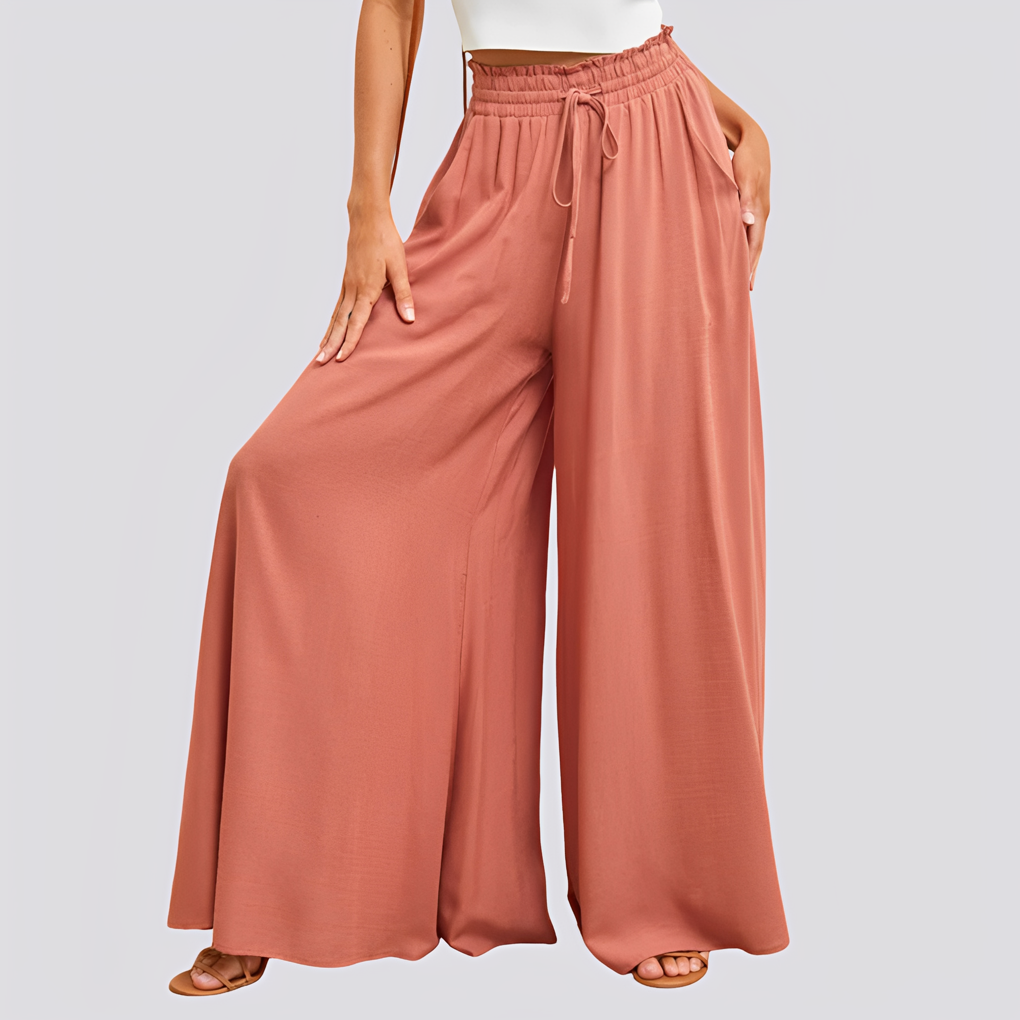 Veronica - Locker geschnittene, lässige Hose mit weitem Bein für Damen