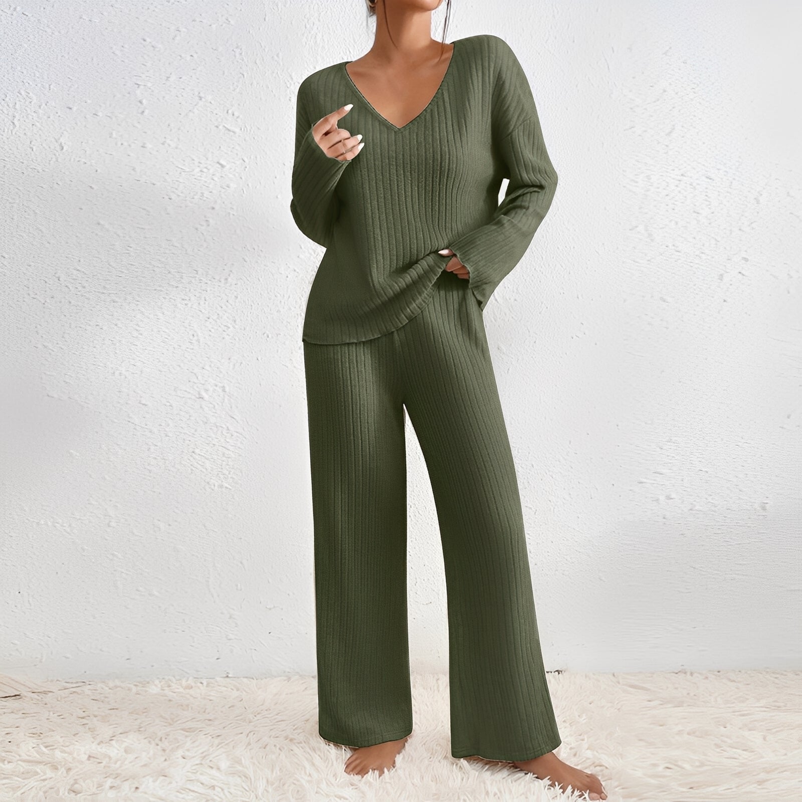 Carly - Zeitgemäßes gestricktes Set für Frauen, bestehend aus zwei Teilen