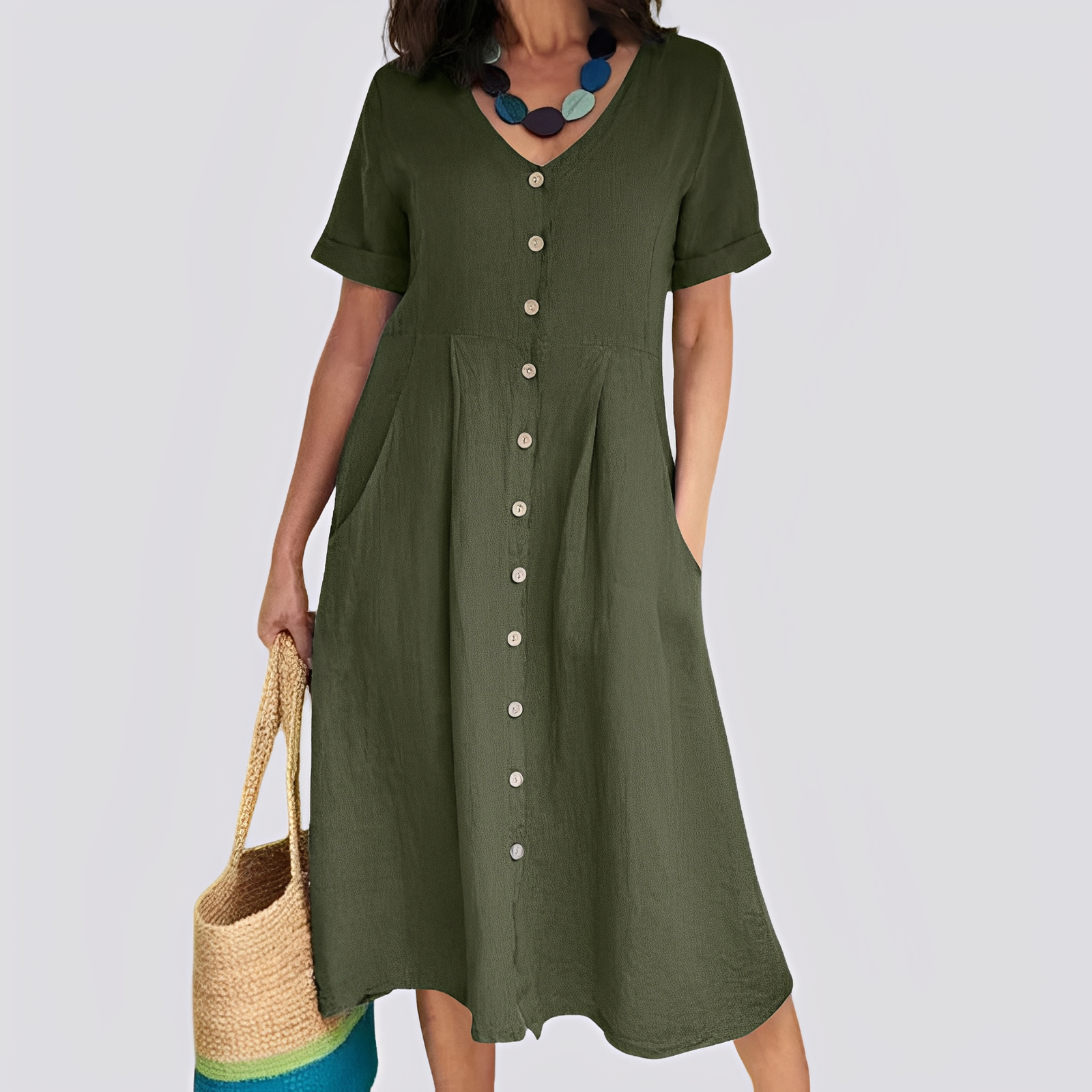Sabrina - Damenkleid mit bequemer, lockerer Passform und hoher Taille