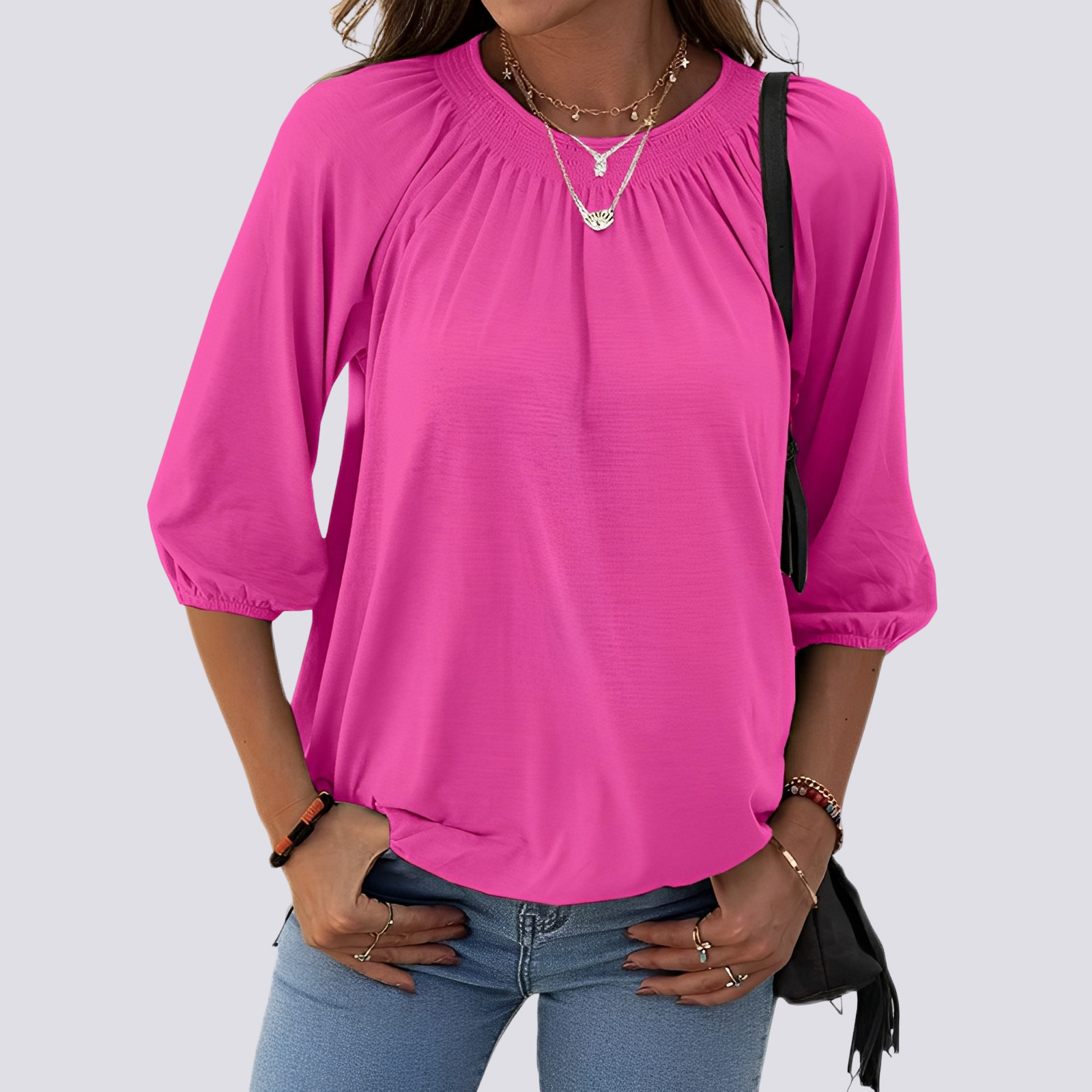 Telsa - Lässige Bluse mit Rundhalsausschnitt für Damen