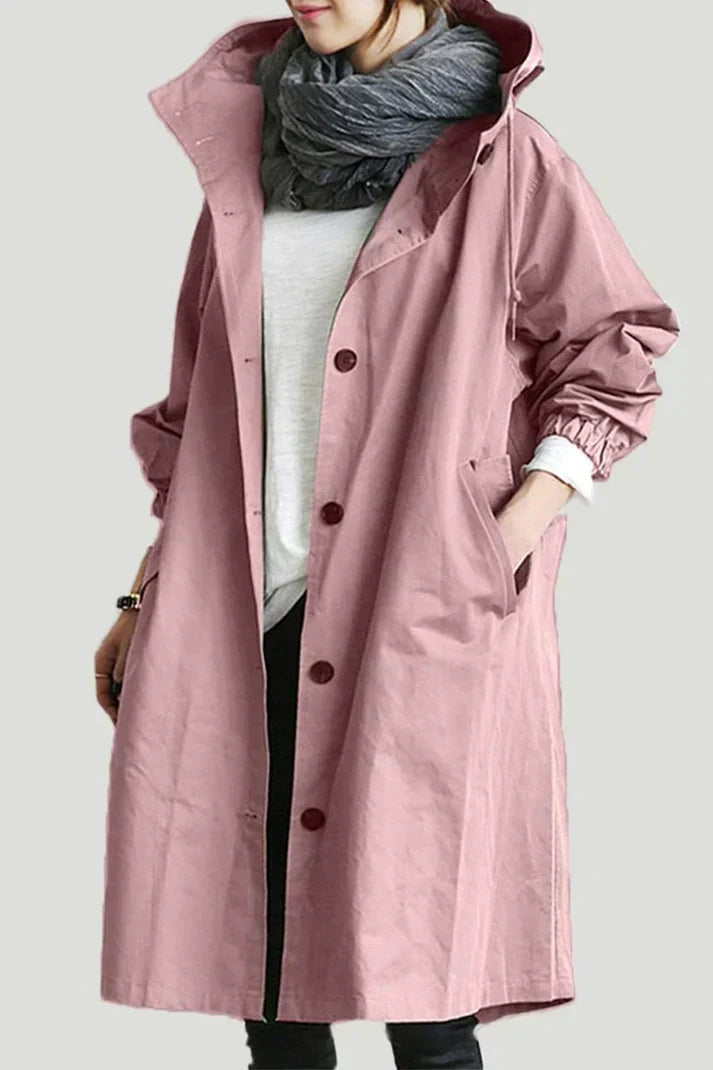 Mara – Wasserdichter Trenchcoat mit Kapuze für regnerische Tage
