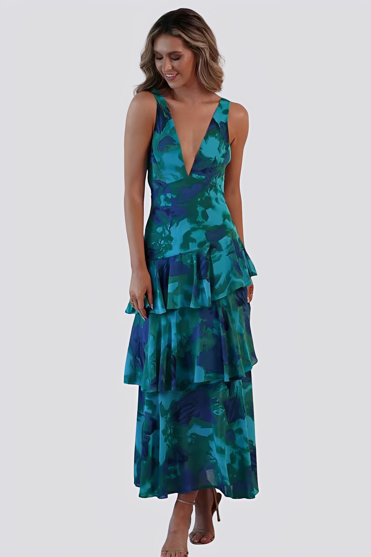 Hazel - Damen Maxikleid mit Blumenmuster und offenem Rücken
