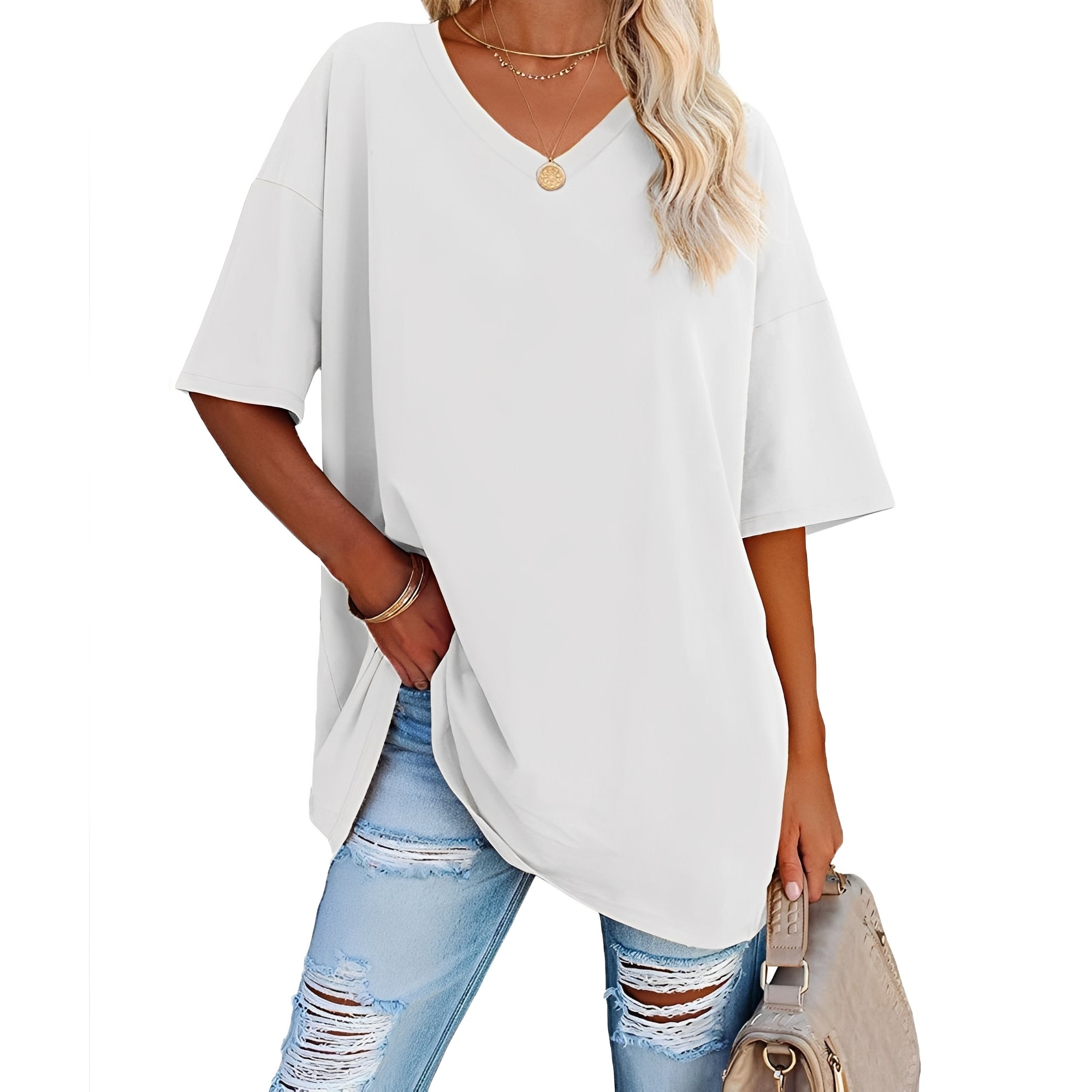 Caroline - Damen-Shirt mit lockerem Schnitt und V-Ausschnitt