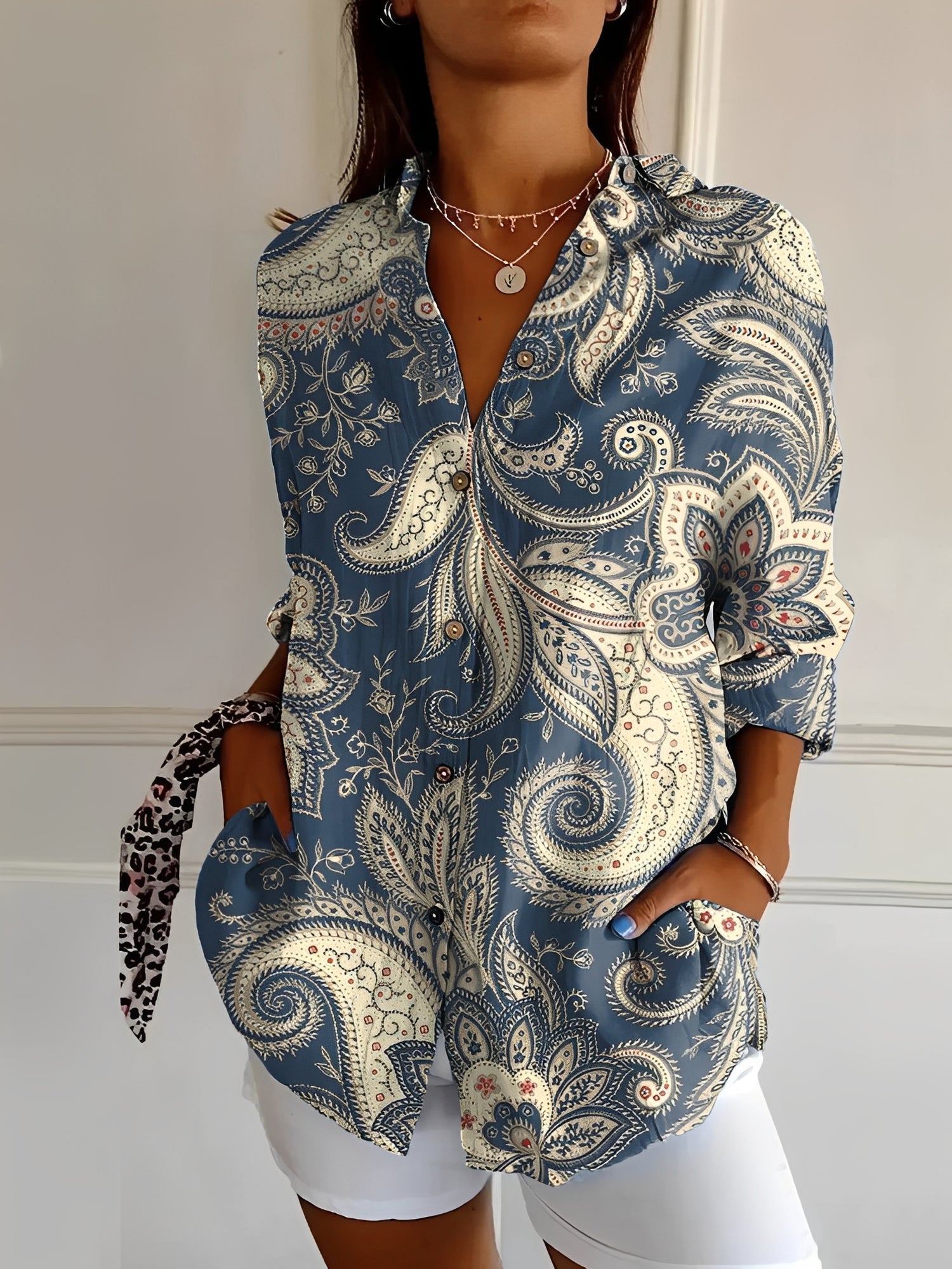 Melissa - Elegante Damenbluse mit Blumenmuster