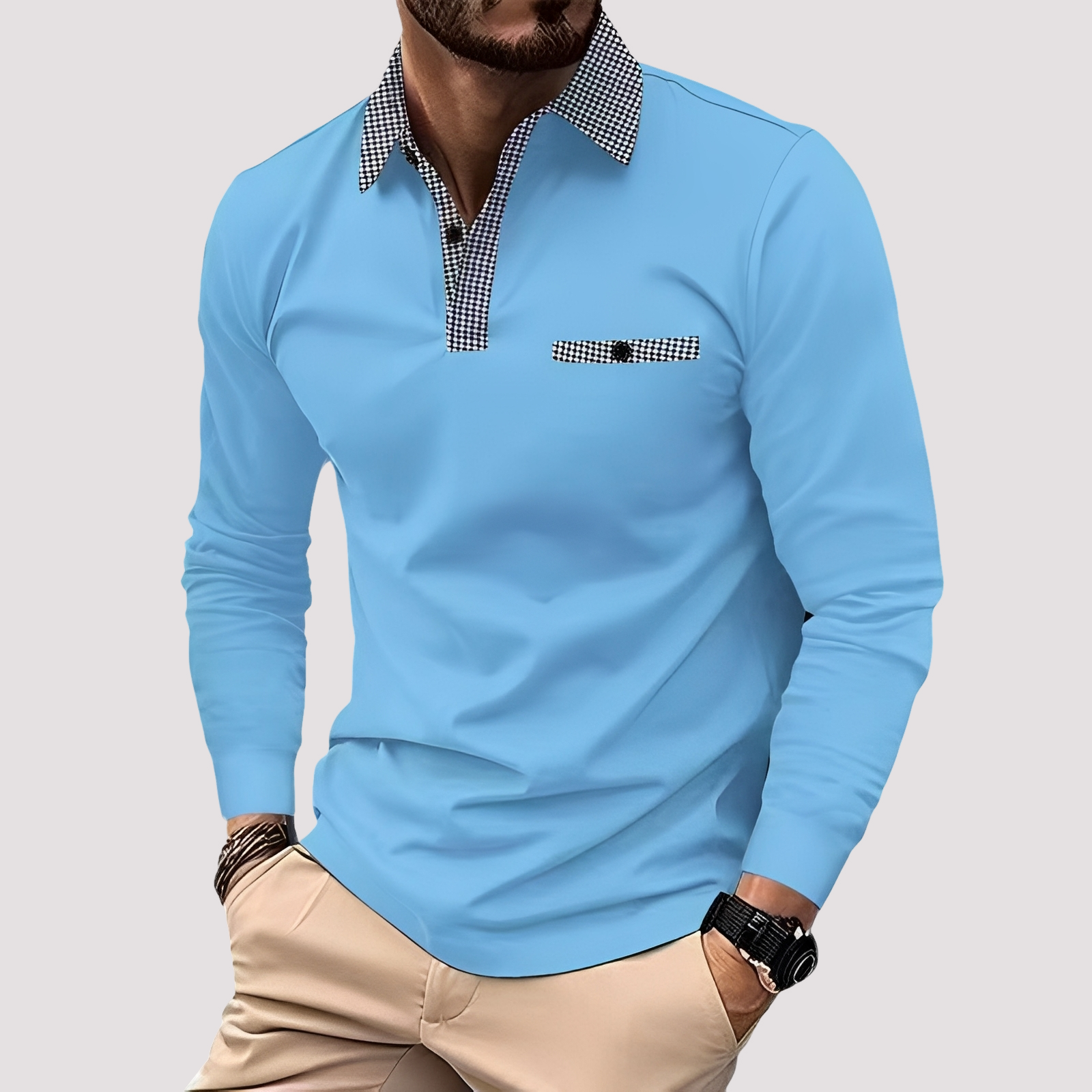 Aidan - Elegantes Langarm-Polo für Herren