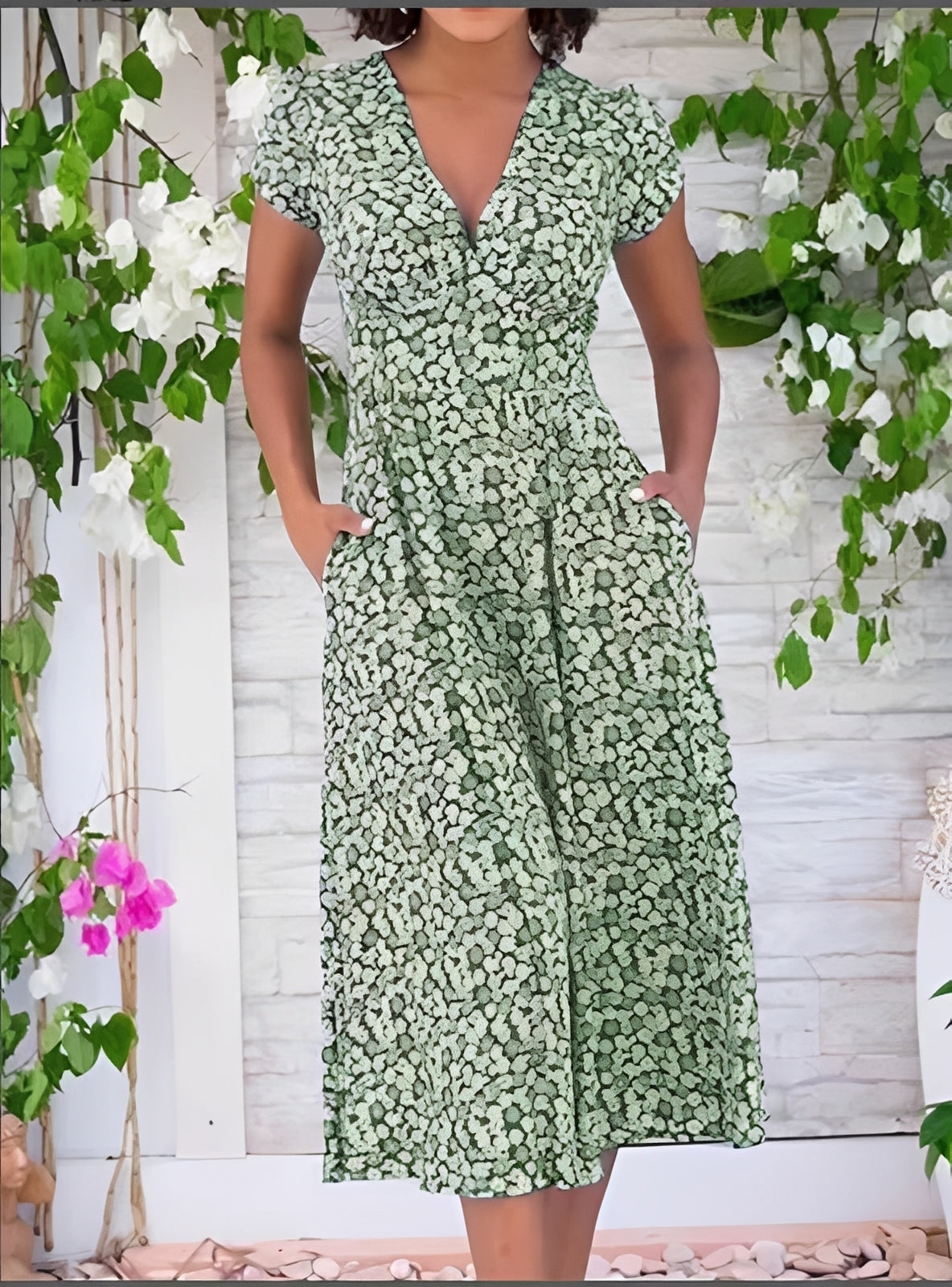Monica - Damen V-Ausschnitt Freizeitkleid