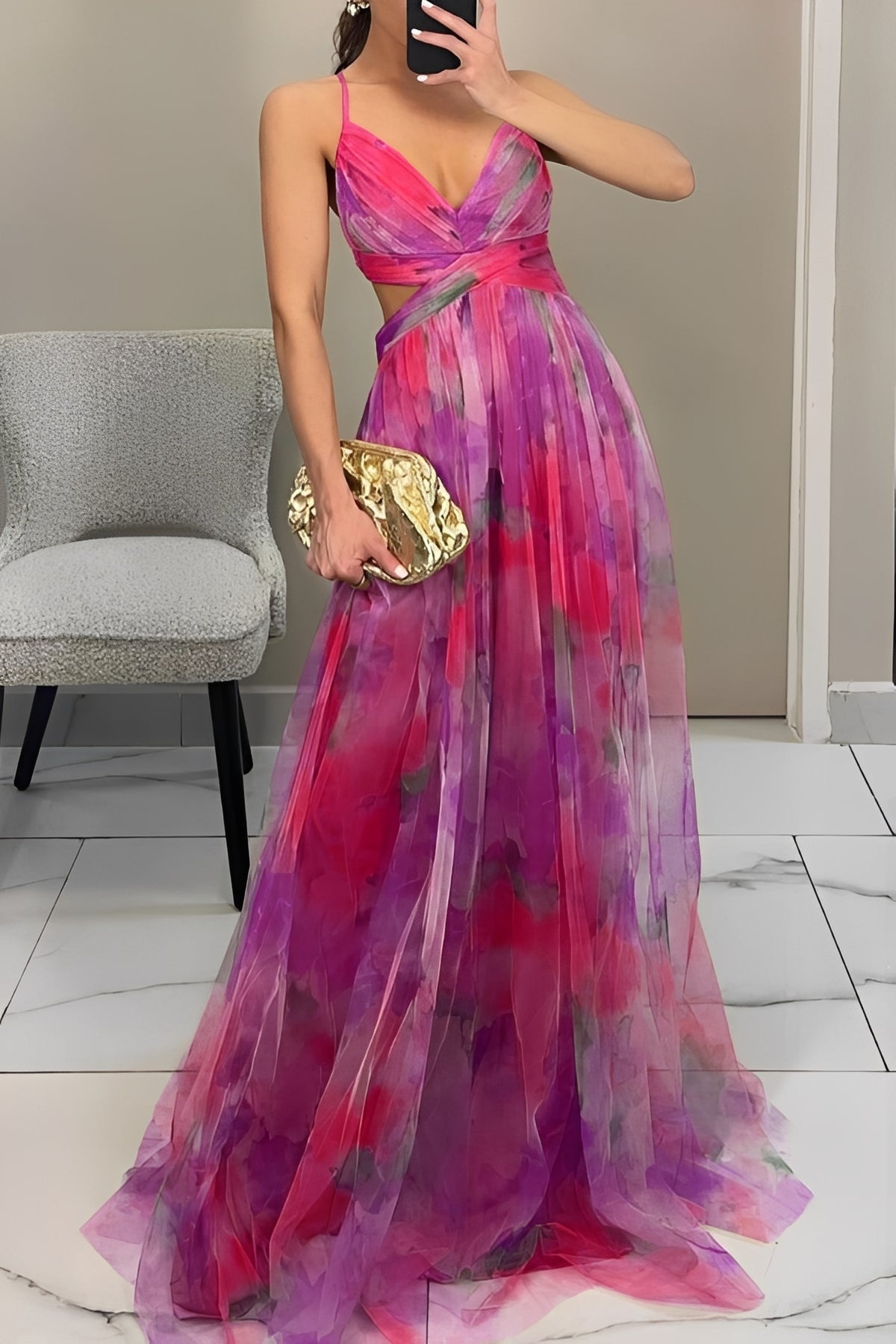 Olivia - Damen-Maxikleid mit stilvollem Blumenmuster