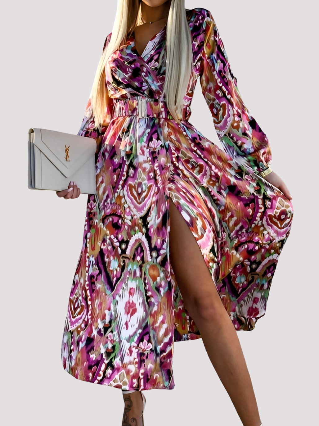 Alina - Elegantes Boho-Kleid mit tiefem Schlitz für Damen
