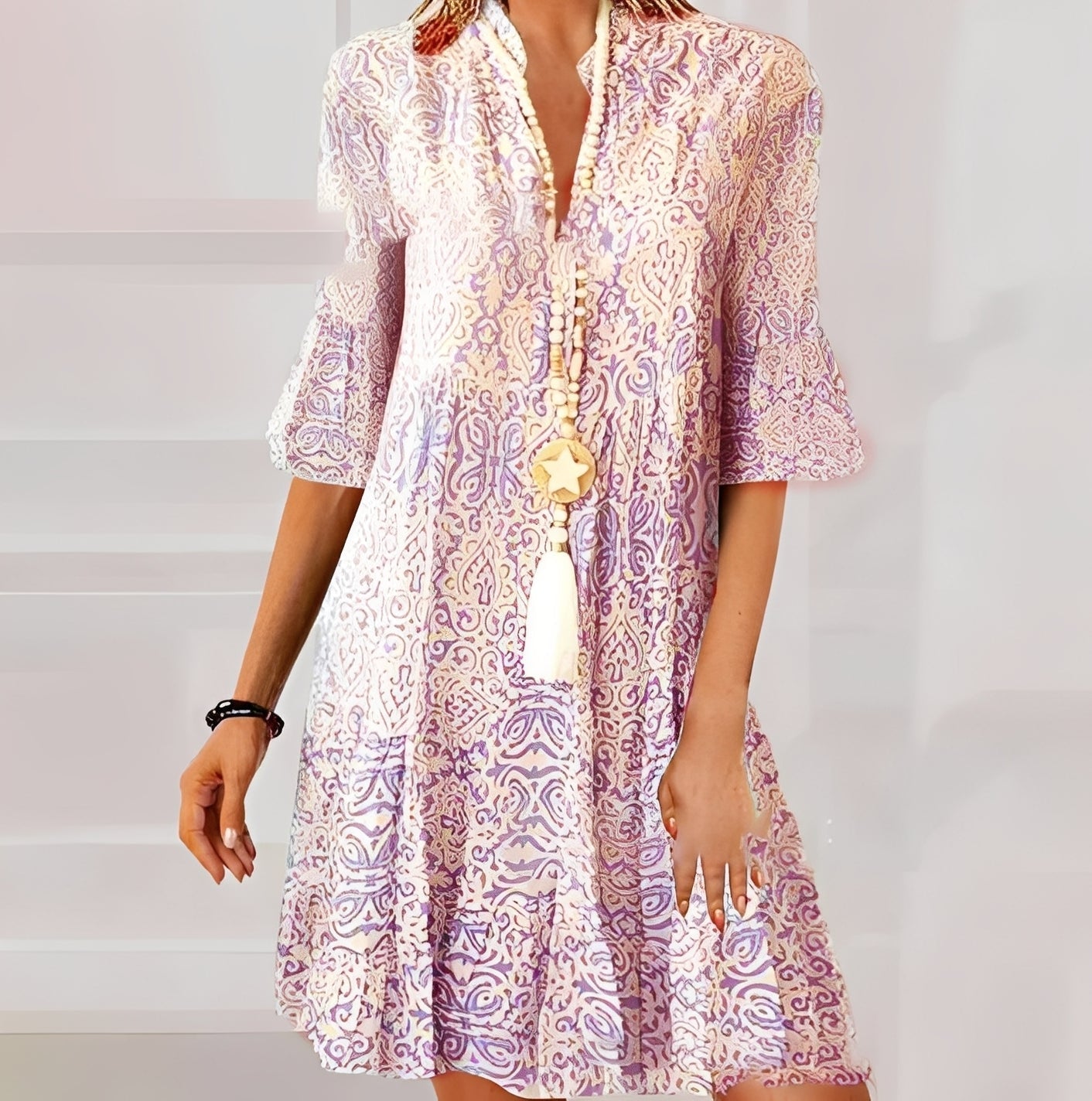 Paula - Stilvolles Damen-Minikleid mit Boho-Muster