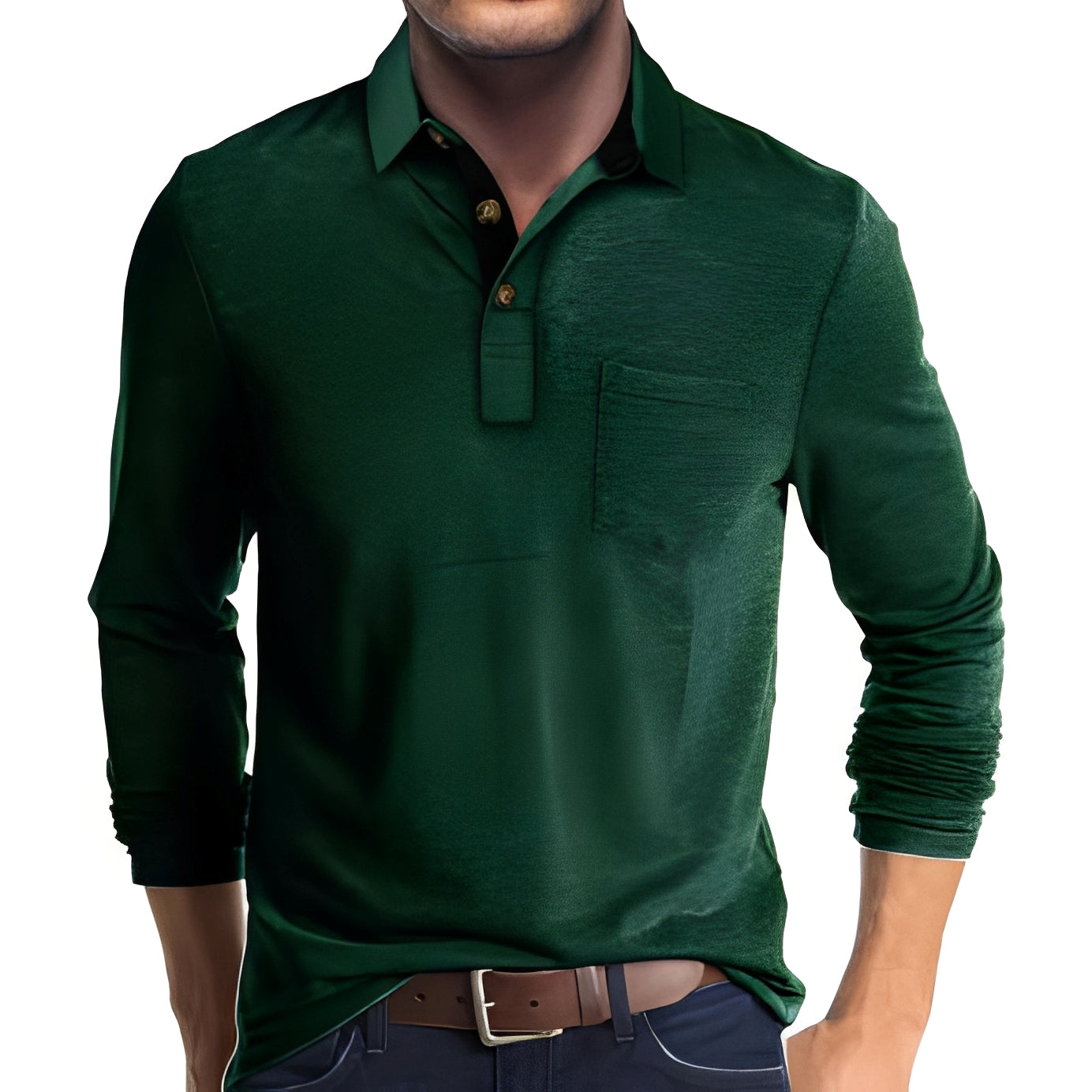 Marty - Locker geschnittenes Langarm-Poloshirt für Herren