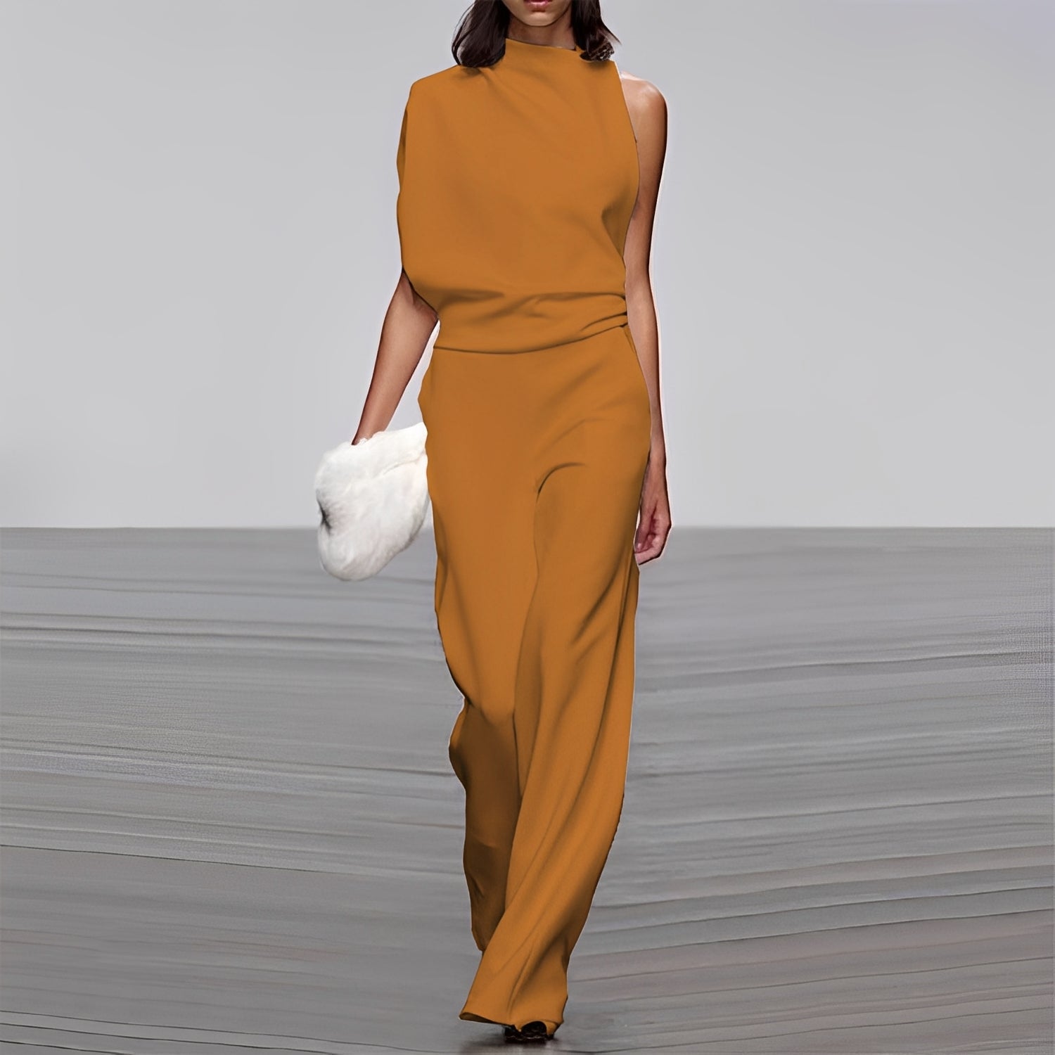 Lucie - Stilvoller, glänzender Ein-Schulter-Jumpsuit für Damen