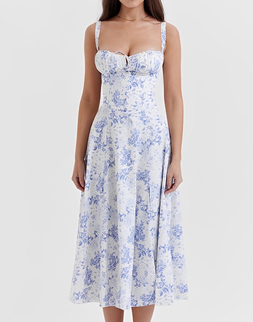 Alyssa - Schmal geschnittenes Midi-Kleid mit Blumenmuster für Damen