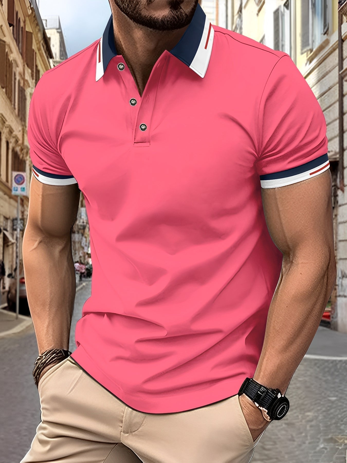 Matthew - Herren Polohemd mit Knöpfen im schlichten Design