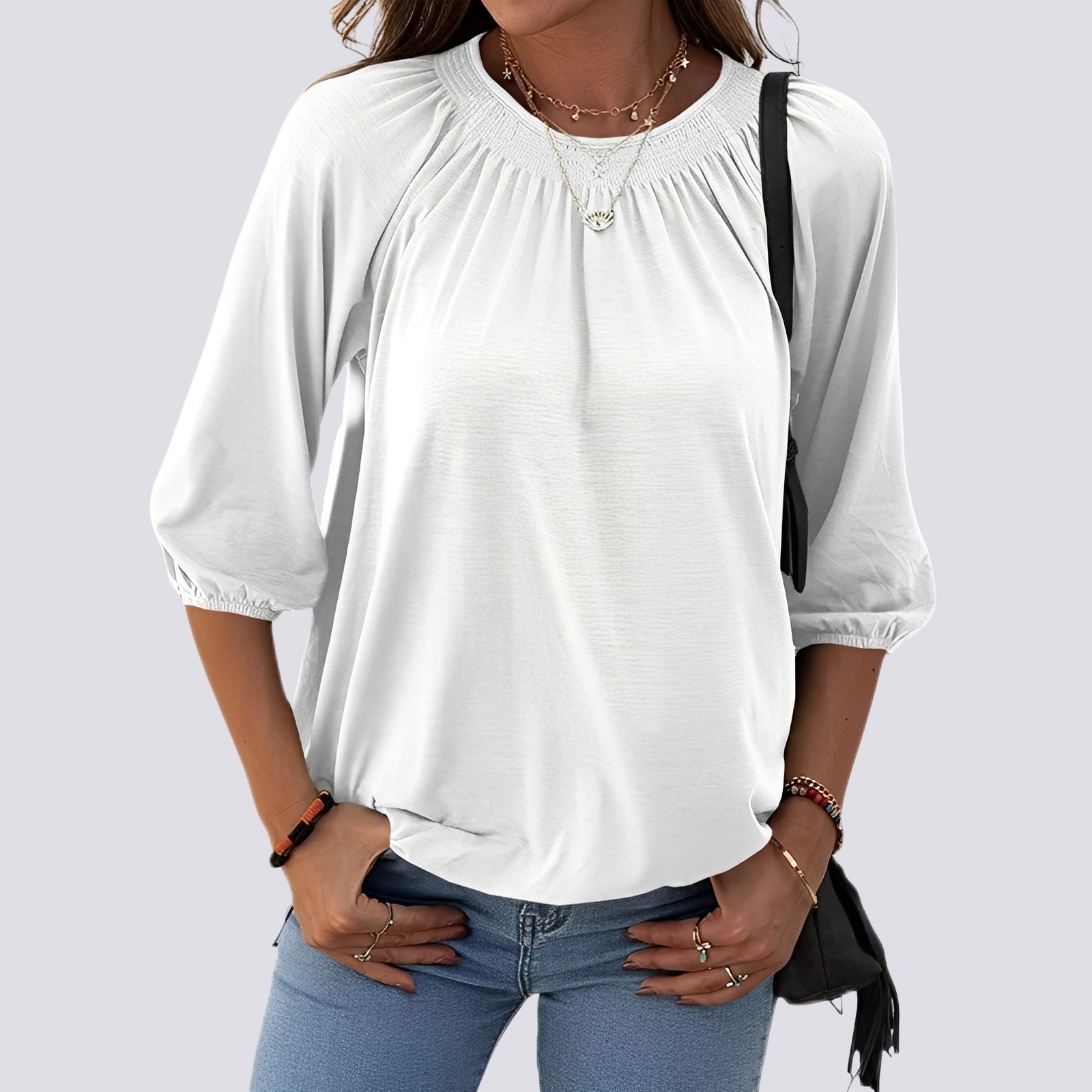 Telsa - Lässige Bluse mit Rundhalsausschnitt für Damen