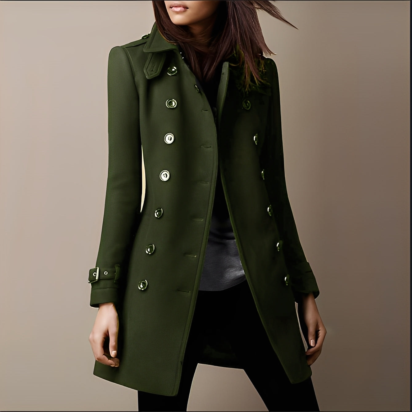Aryana - Stilvoller Damen-Wollmantel im Zweireiher-Look