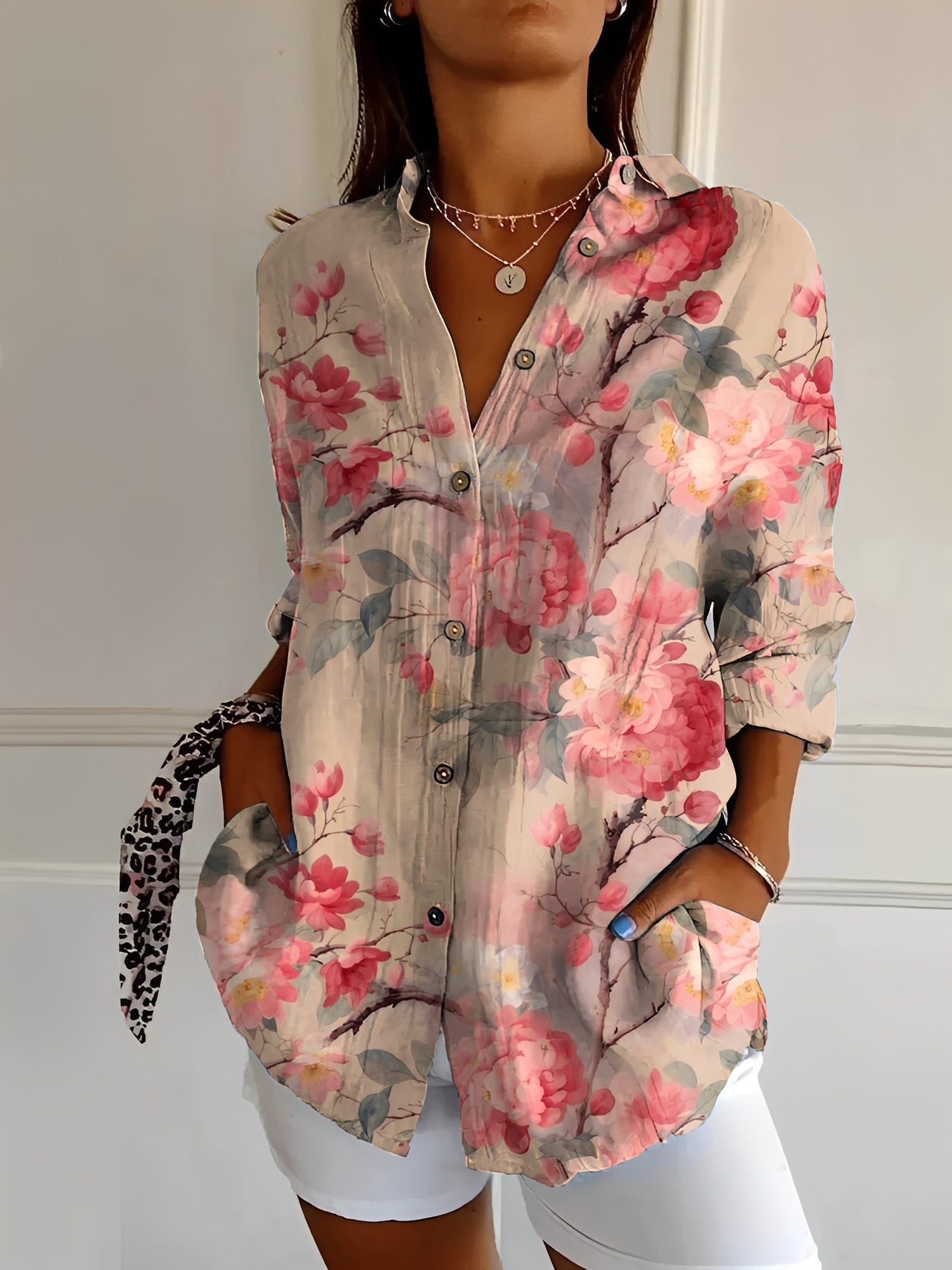 Melissa - Elegante Damenbluse mit Blumenmuster