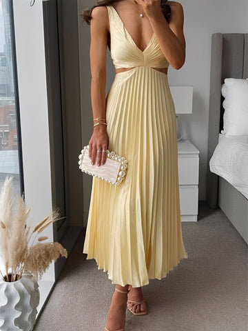 Jane - Stilvolles Plisseekleid mit offenem Taillenbereich für Damen
