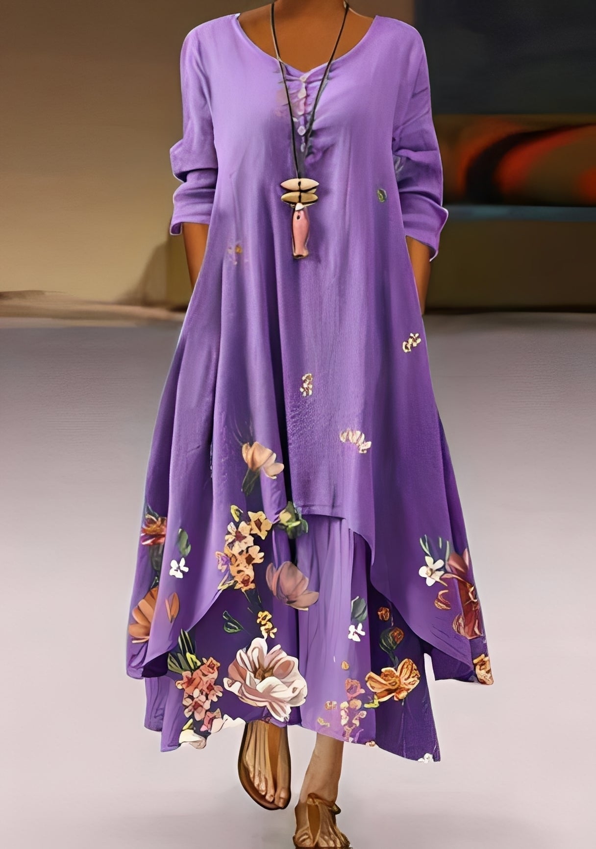 Belle - Elegantes und fließendes Kleid mit Muster für Damen
