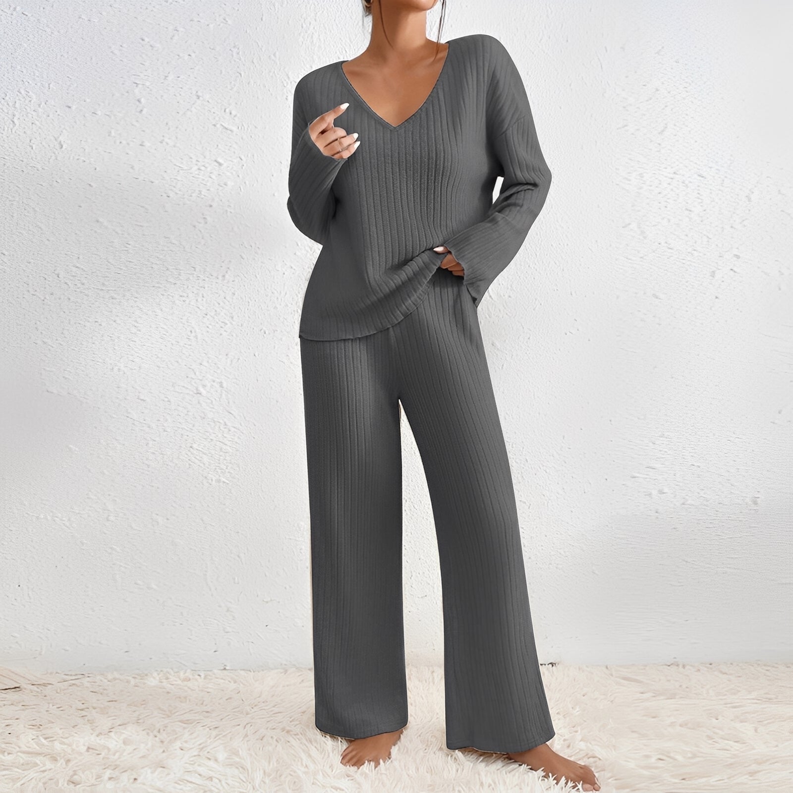 Carly - Zeitgemäßes gestricktes Set für Frauen, bestehend aus zwei Teilen
