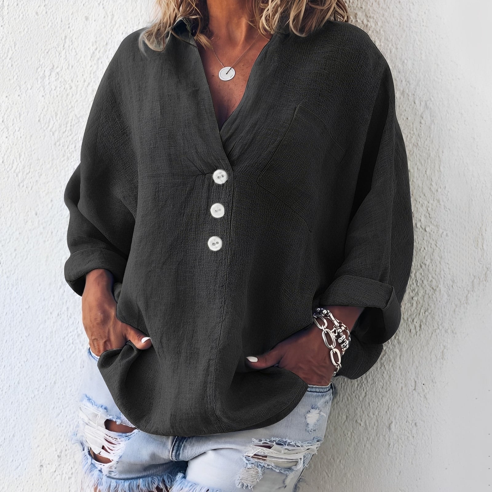 Sandra - Weites Langarmhemd für Frauen