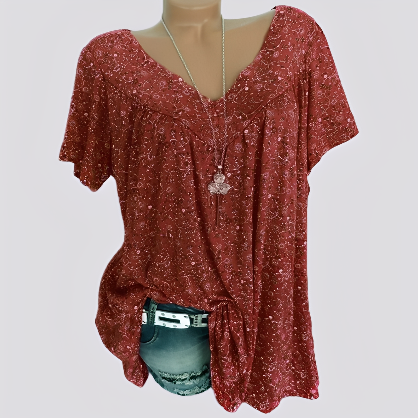 Claudia - Modische, locker geschnittene Bluse mit Blumenmotiv für Damen