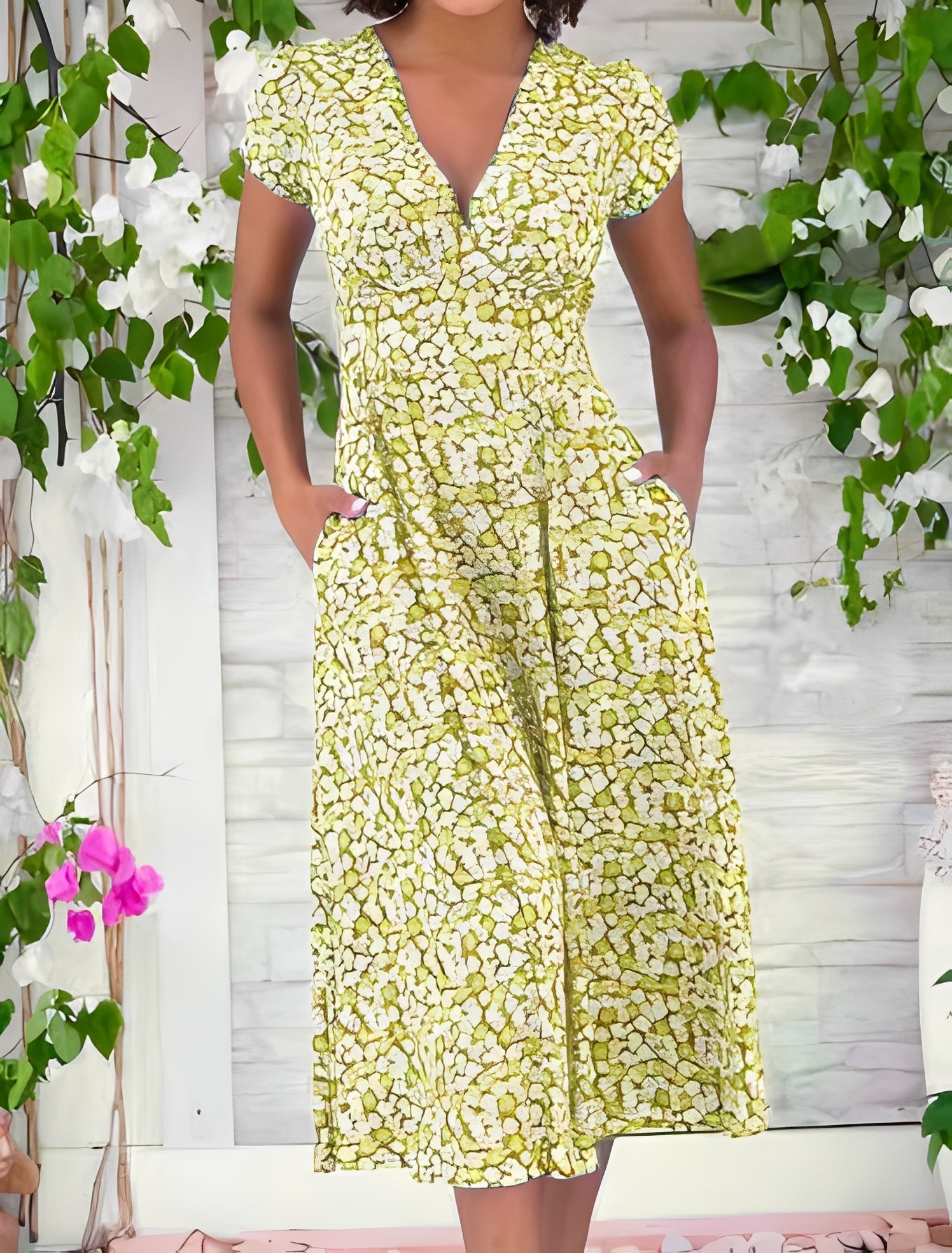 Monica - Damen V-Ausschnitt Freizeitkleid