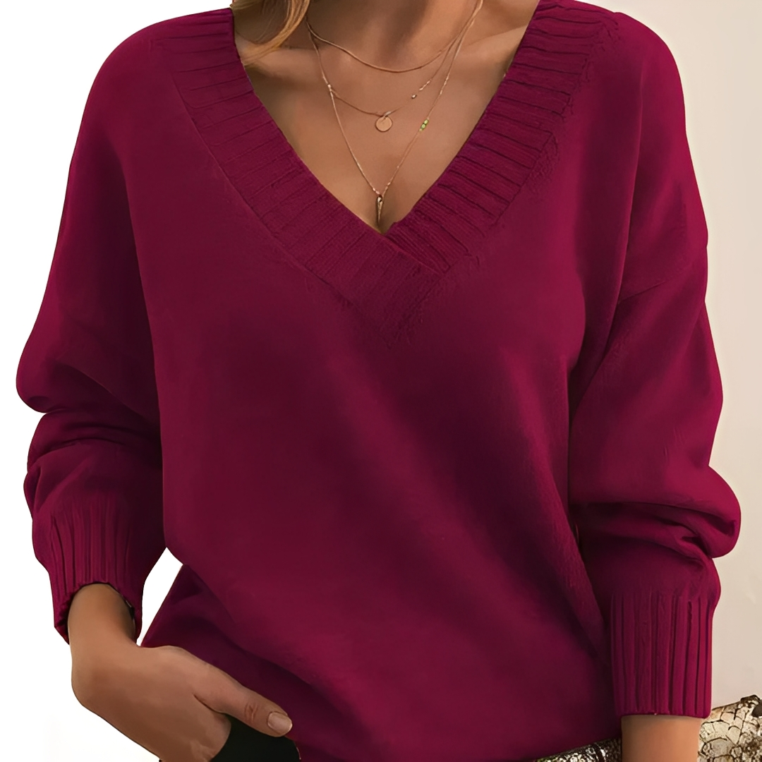 Freyia - Gemütlicher und kuscheliger Damenpullover mit V-Ausschnitt