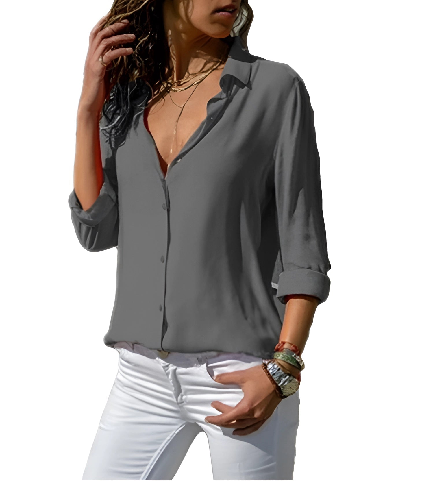 Aiah – Leichte Bluse mit V-Ausschnitt