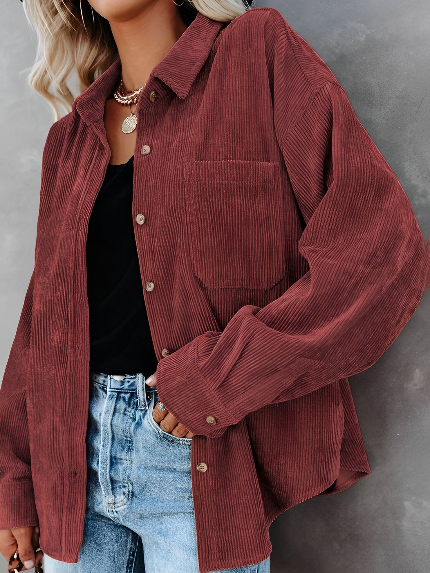 Amara - Kordjacke mit Knöpfen