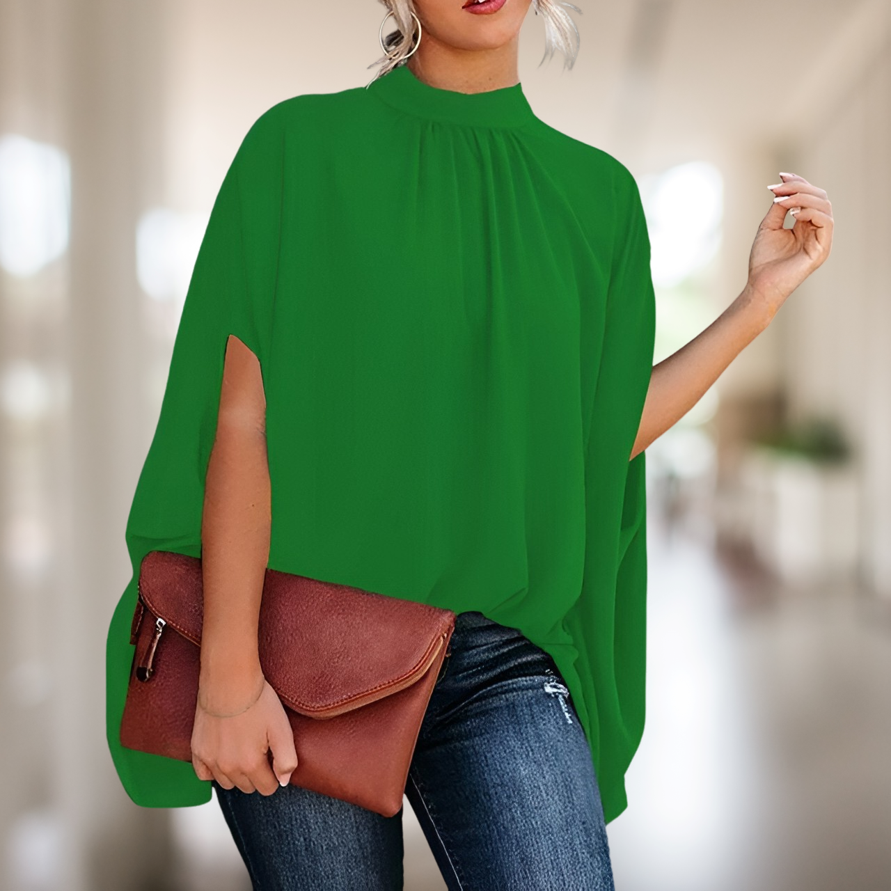 Zara – Weit geschnittene Bluse mit V-Ausschnitt