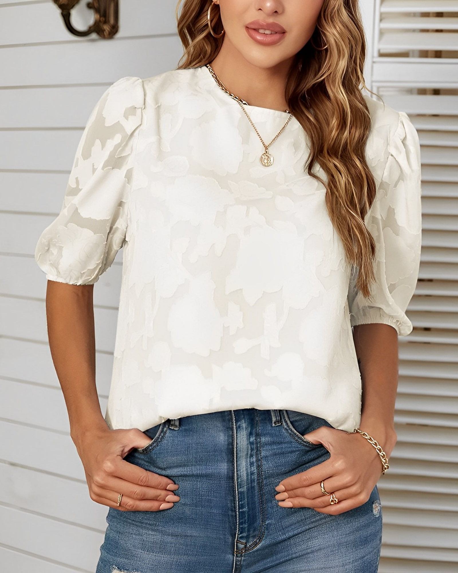 Dorrothea - Chiffonbluse mit Puffärmeln