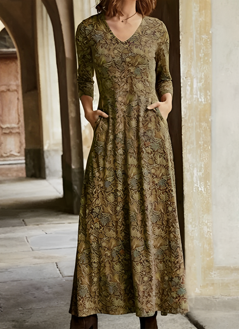 Sophie - Langärmeliges Damen-Vintage-Kleid