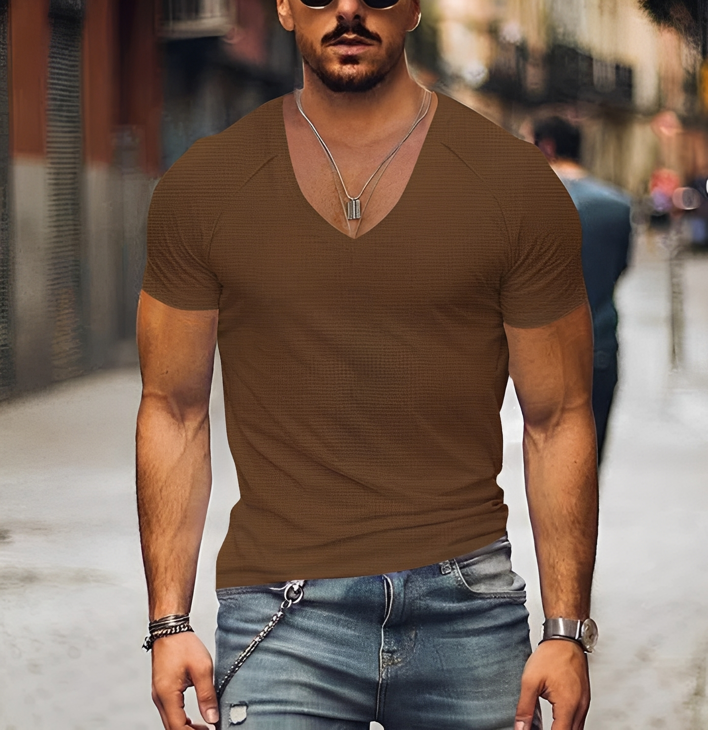 Rojan - Herren T-Shirt mit moderne V-Ausschnitt