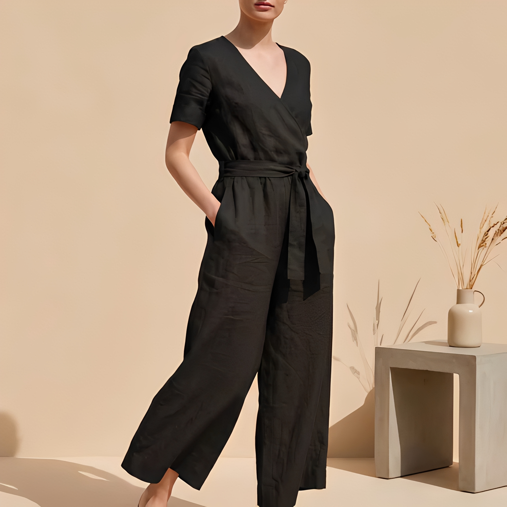 Charliya - Eleganter Jumpsuit mit vorderem Knoten für Frauen