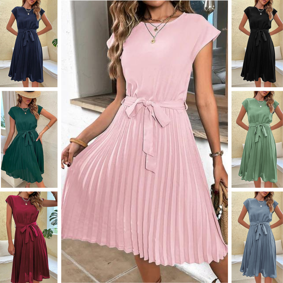 Klara – Sommerkleid mit Plissee und kurzen Ärmeln