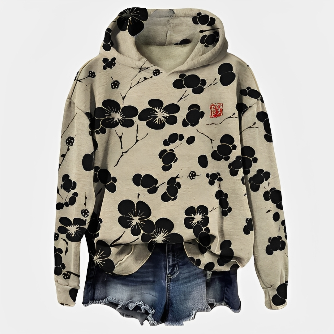 Emelyn - Eleganter Kapuzenpullover mit Blumenmuster für Damen