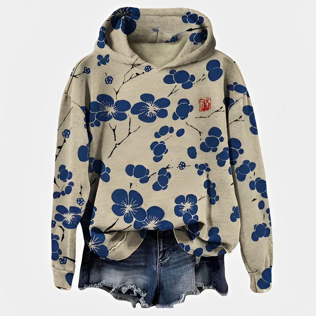 Emelyn - Eleganter Kapuzenpullover mit Blumenmuster für Damen