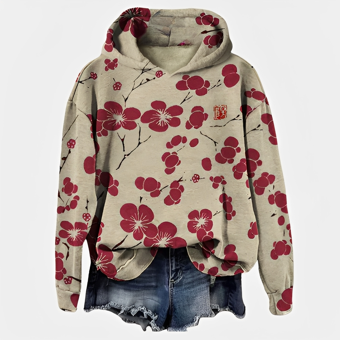 Emelyn - Eleganter Kapuzenpullover mit Blumenmuster für Damen